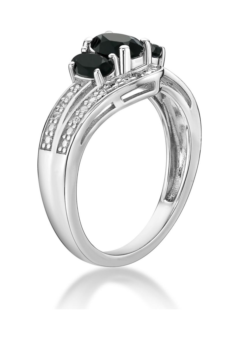 3/8 ct. t.w. Black Onyx and 5/8 ct. t.w. White Topaz Ring in Sterling Silver