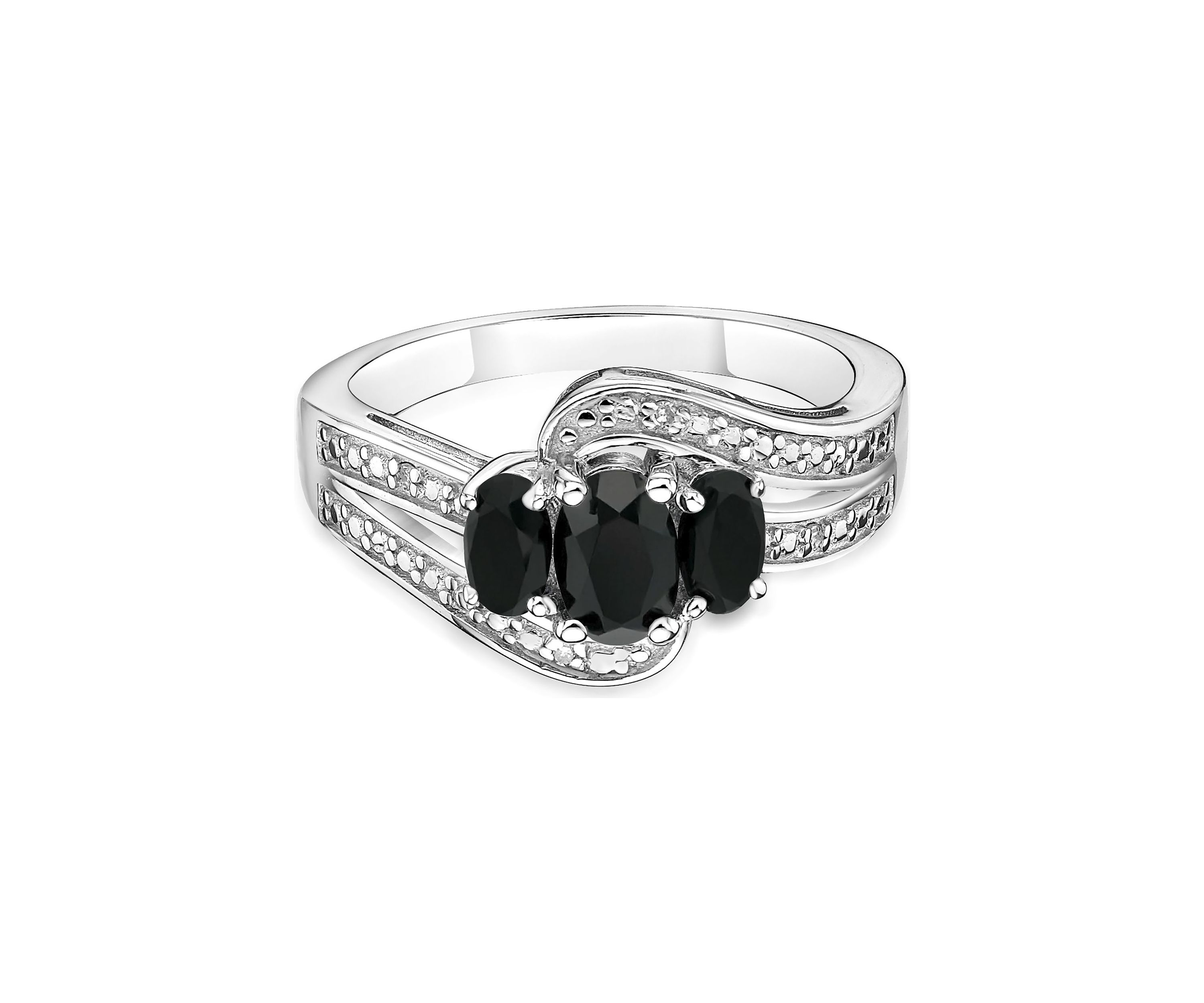 3/8 ct. t.w. Black Onyx and 5/8 ct. t.w. White Topaz Ring in Sterling Silver
