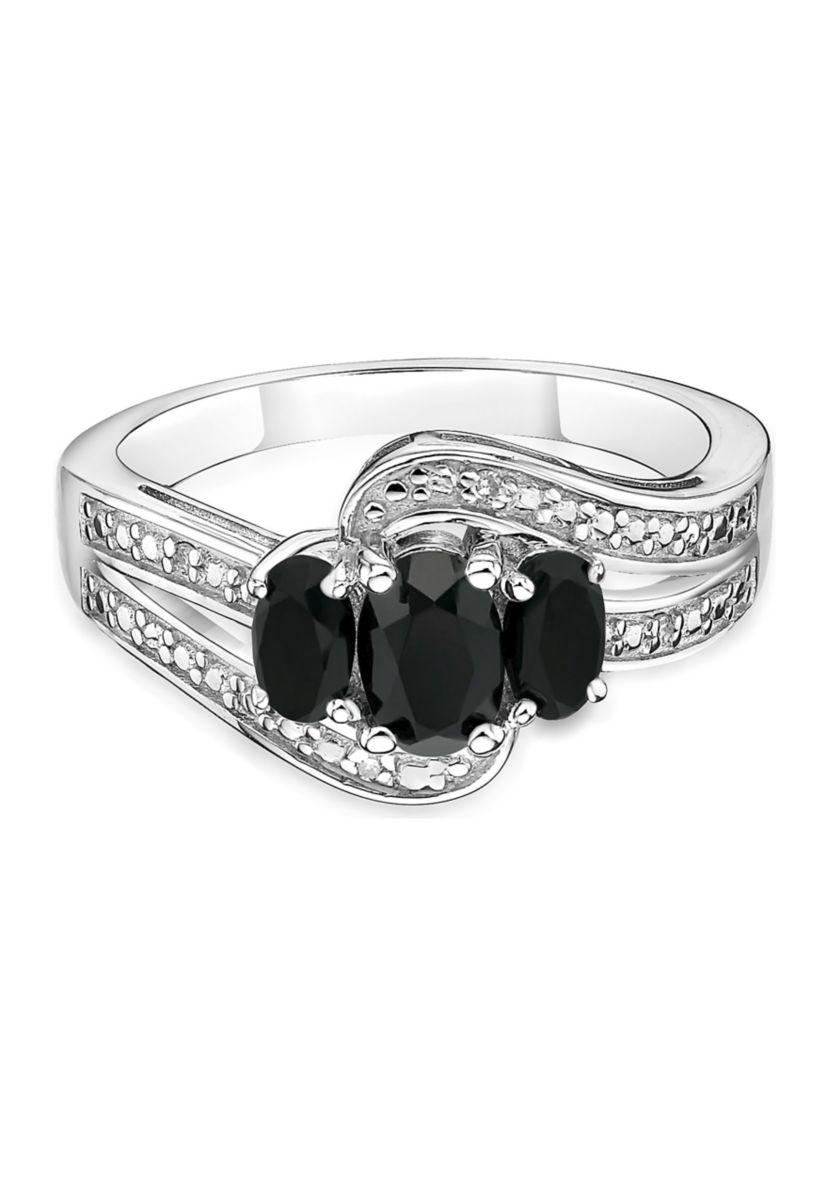 3/8 ct. t.w. Black Onyx and 5/8 ct. t.w. White Topaz Ring in Sterling Silver