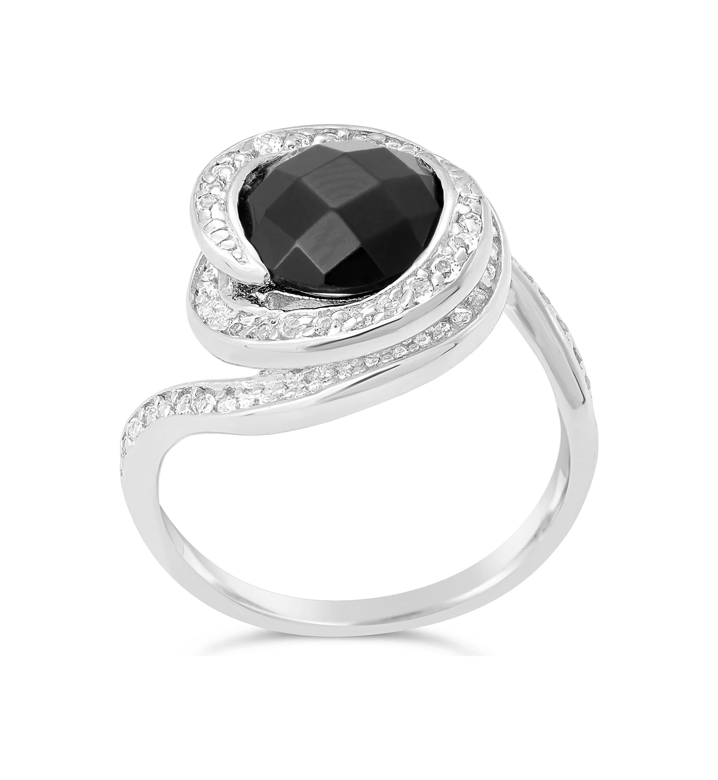 2 1/2 ct. t.w. Black Onyx and 1 ct. t.w. White Topaz Ring in Sterling Silver