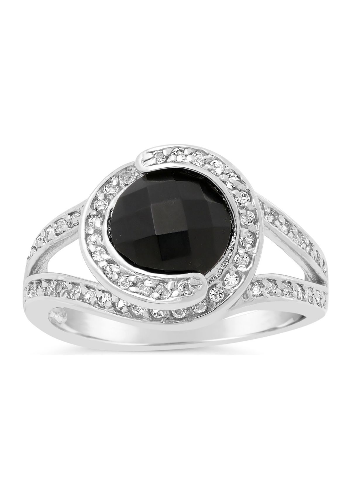 1.6 ct. t.w. Black Onyx and 1 ct. t.w. White Topaz Ring in Sterling Silver