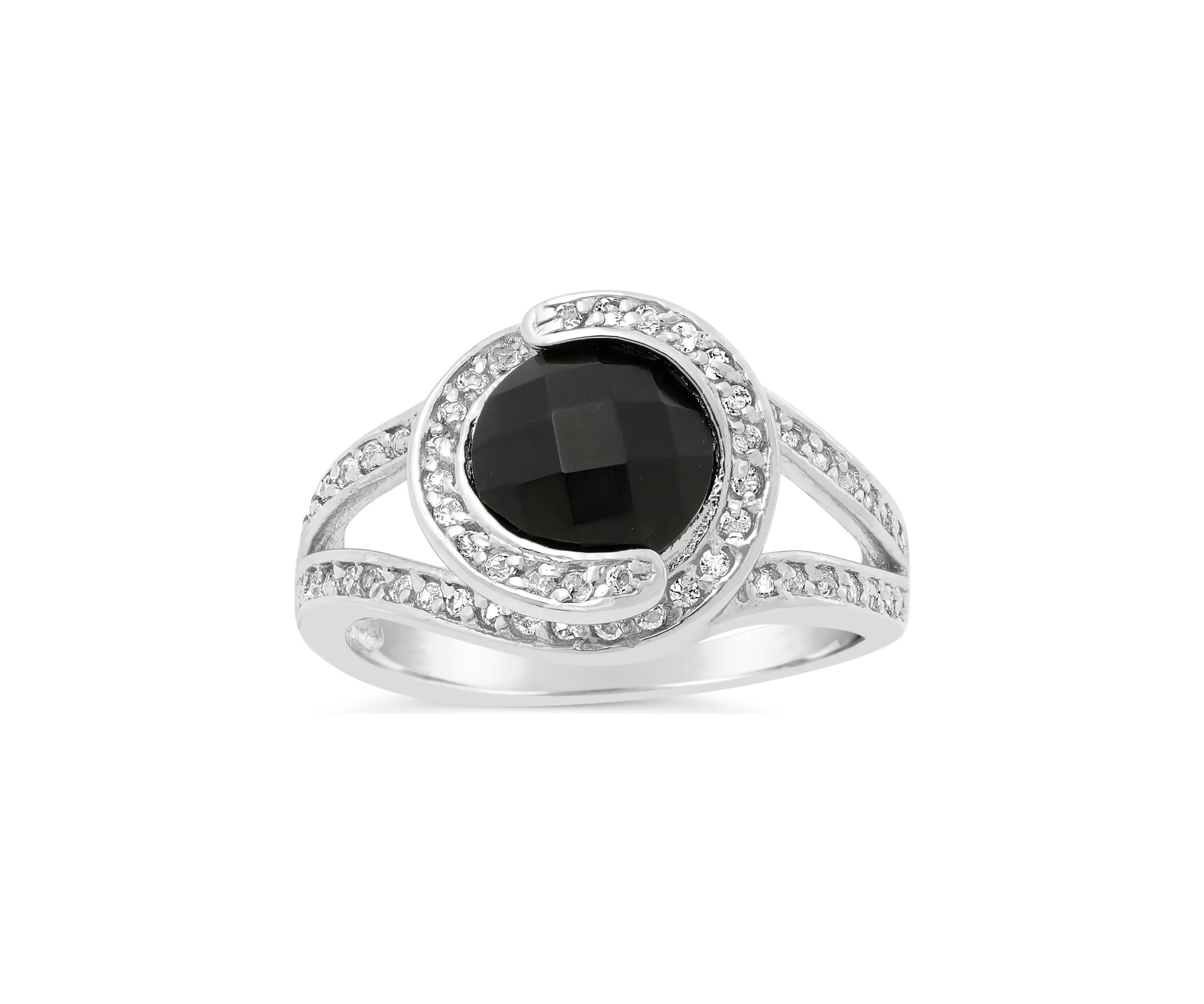 1.6 ct. t.w. Black Onyx and 1 ct. t.w. White Topaz Ring in Sterling Silver