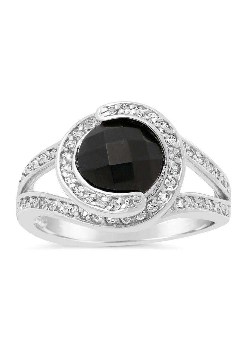 1.6 ct. t.w. Black Onyx and 1 ct. t.w. White Topaz Ring in Sterling Silver
