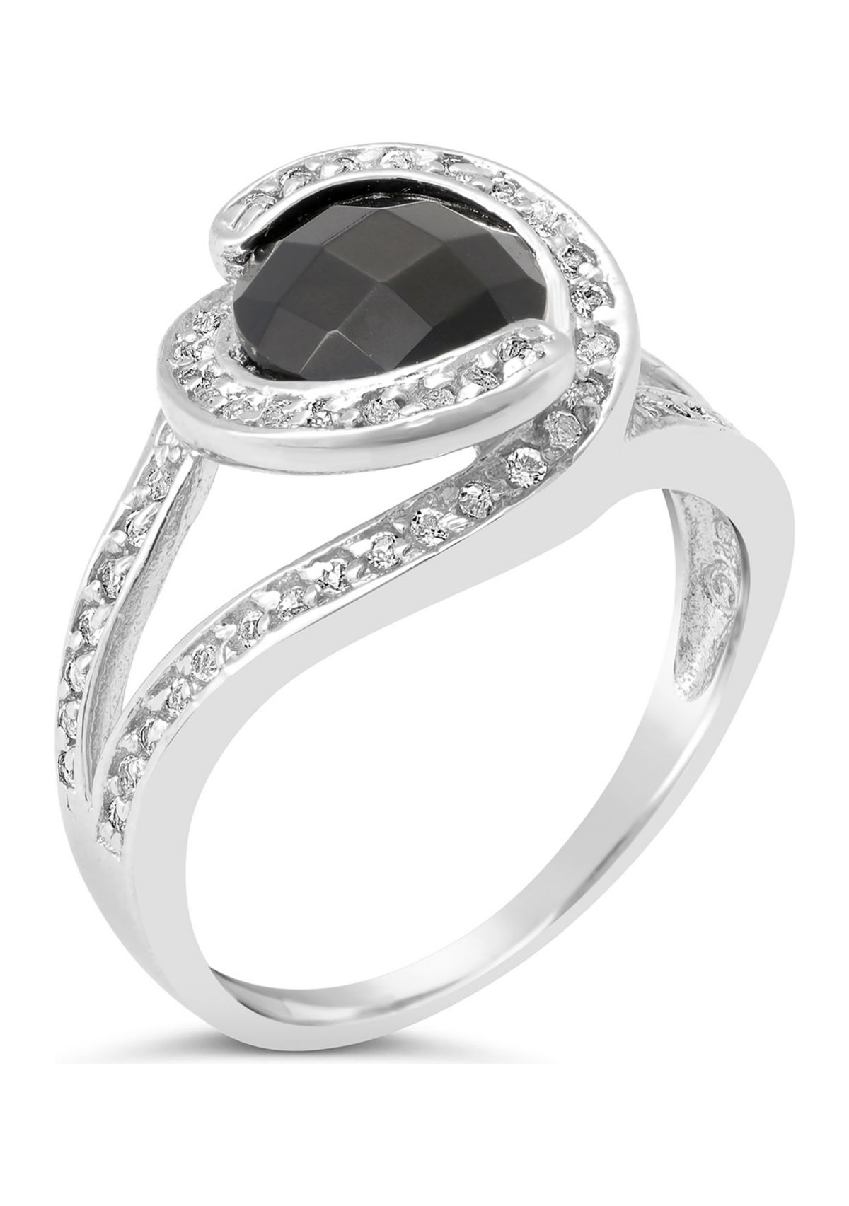 1.6 ct. t.w. Black Onyx and 1 ct. t.w. White Topaz Ring in Sterling Silver