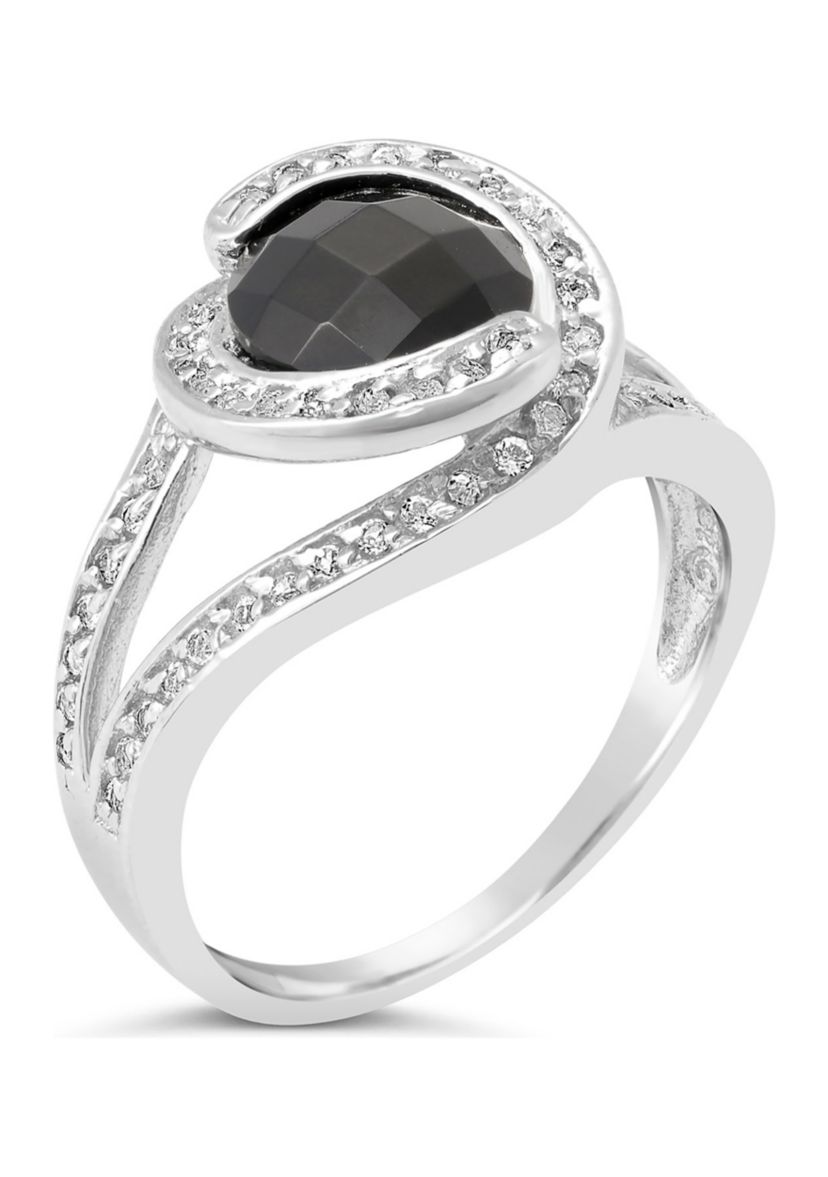 1.6 ct. t.w. Black Onyx and 1 ct. t.w. White Topaz Ring in Sterling Silver