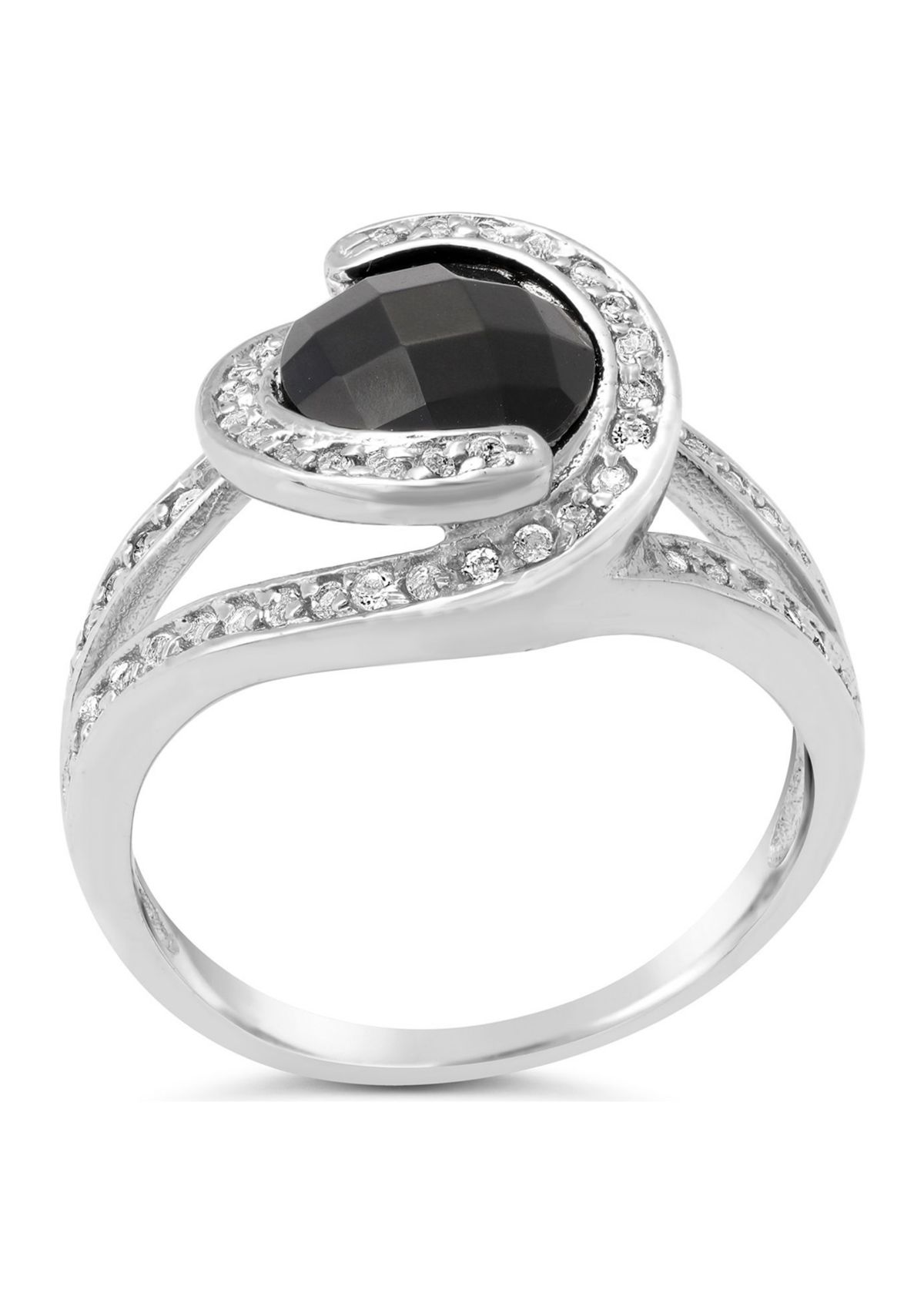 1.6 ct. t.w. Black Onyx and 1 ct. t.w. White Topaz Ring in Sterling Silver