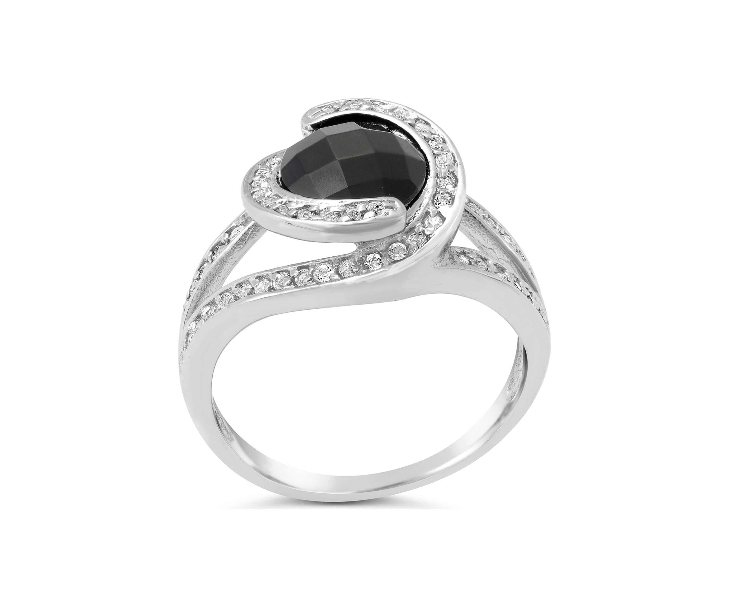 1.6 ct. t.w. Black Onyx and 1 ct. t.w. White Topaz Ring in Sterling Silver
