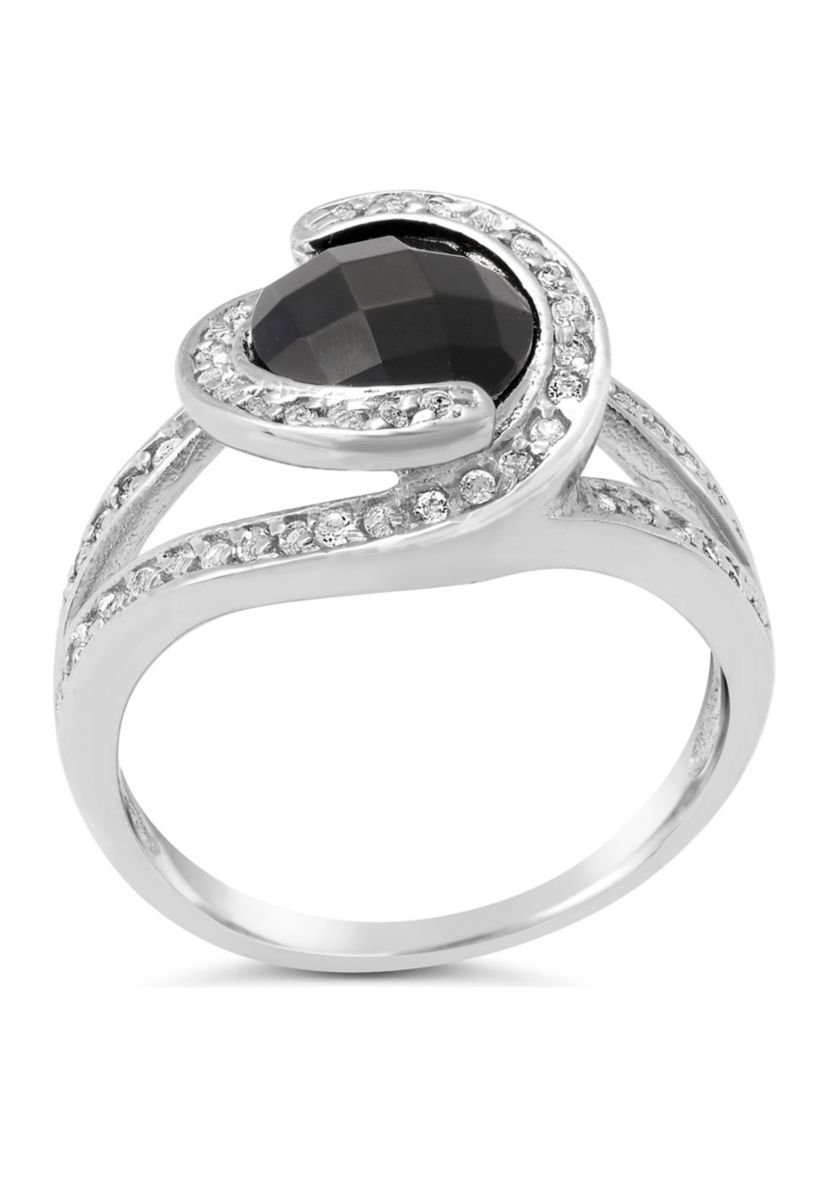 1.6 ct. t.w. Black Onyx and 1 ct. t.w. White Topaz Ring in Sterling Silver