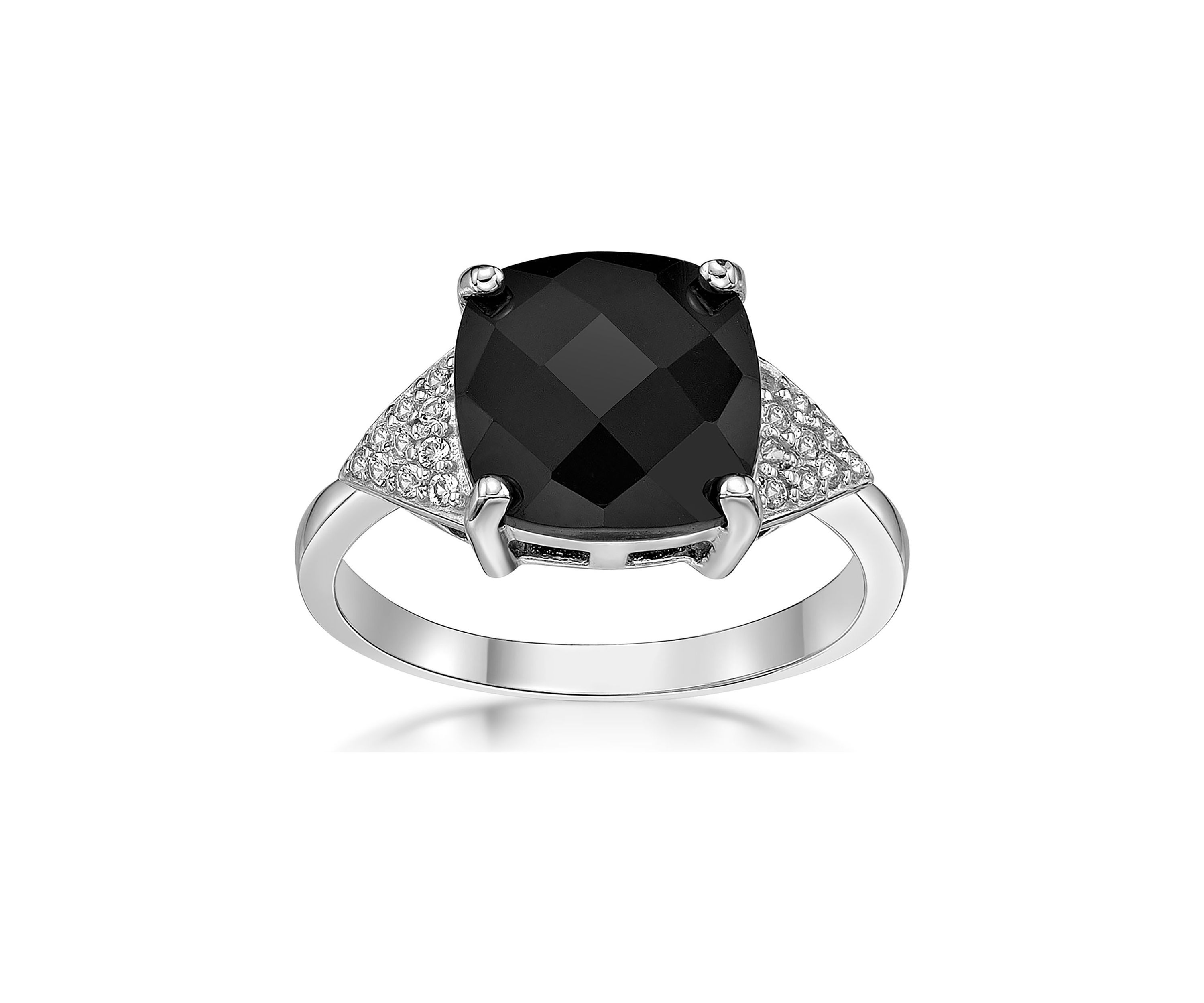 3 ct. t.w. Black Onyx and 1/5 ct. t.w. White Topaz Ring in Sterling Silver