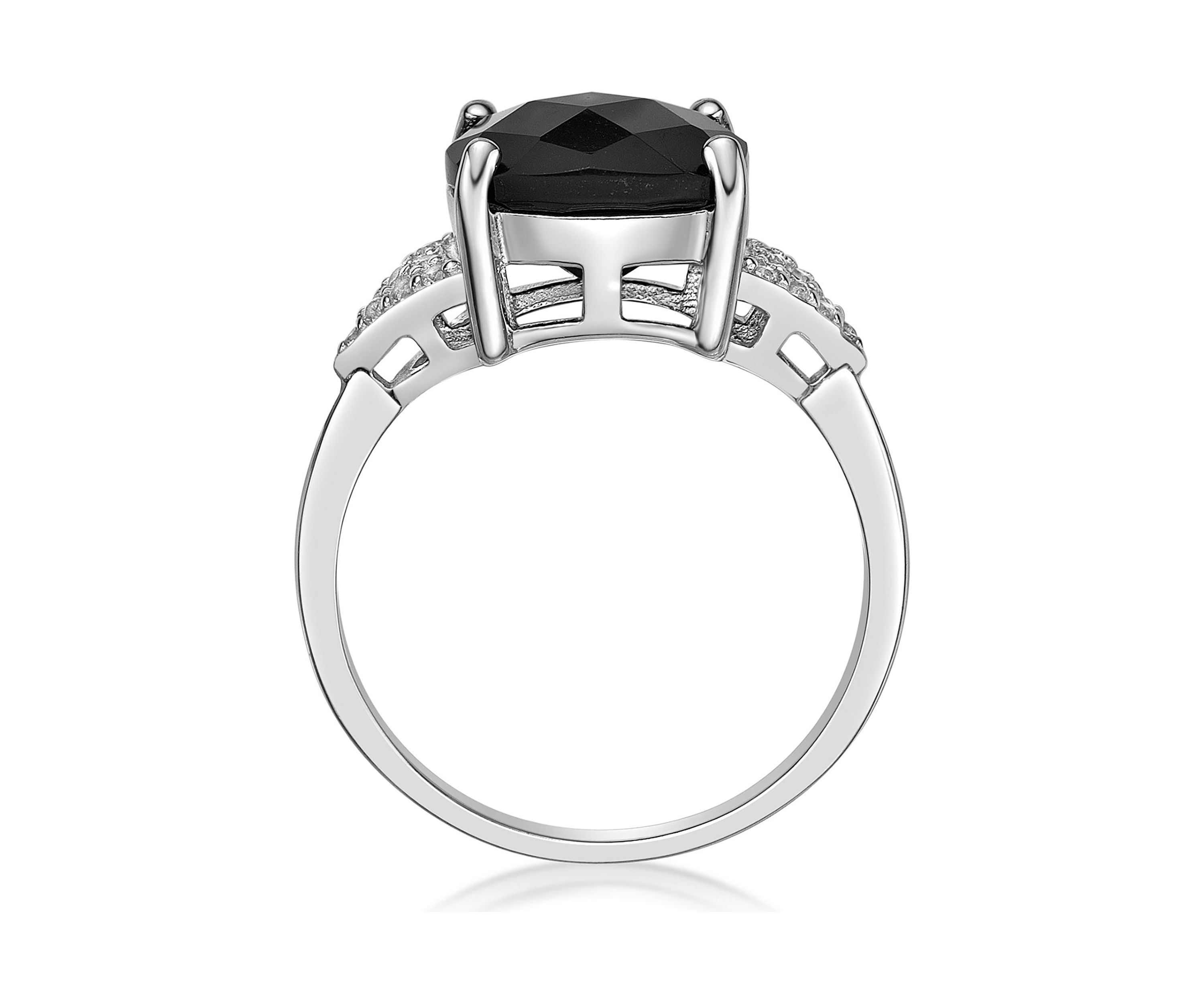 3 ct. t.w. Black Onyx and 1/5 ct. t.w. White Topaz Ring in Sterling Silver