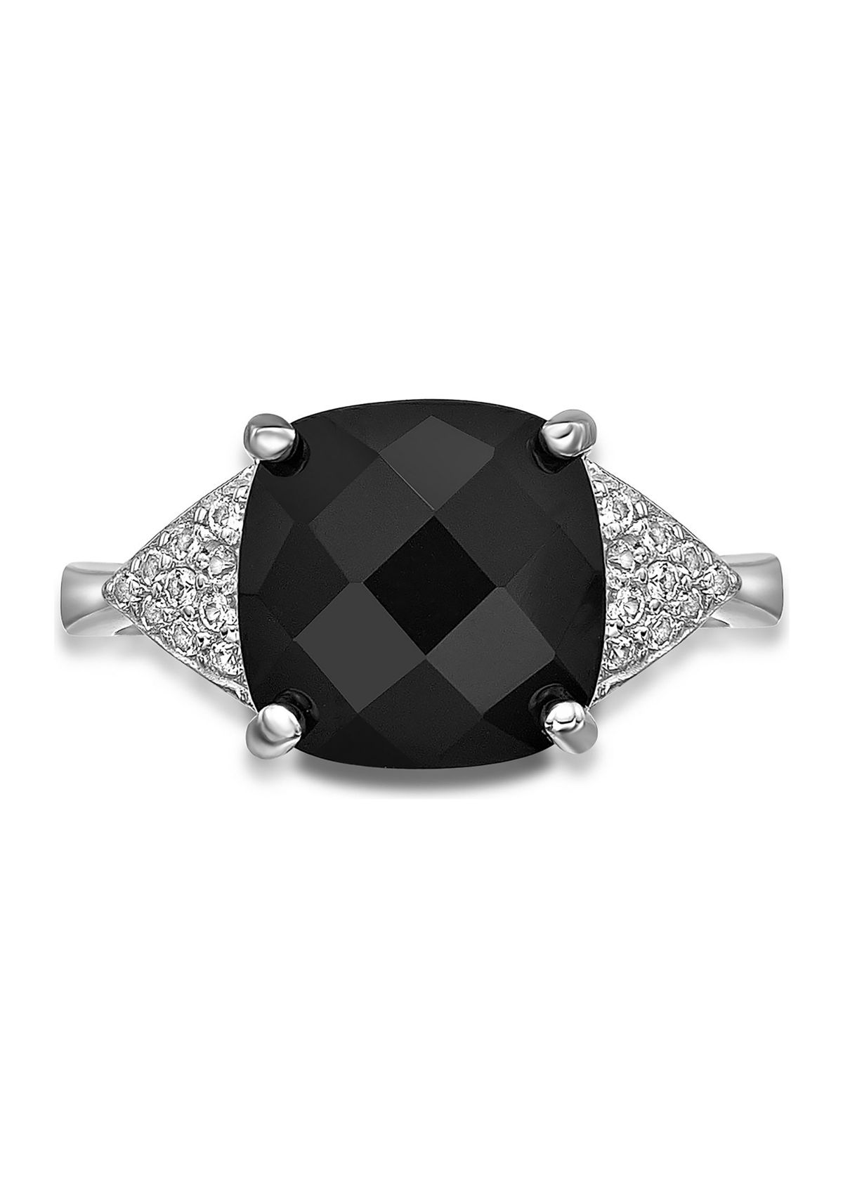 3 ct. t.w. Black Onyx and 1/5 ct. t.w. White Topaz Ring in Sterling Silver
