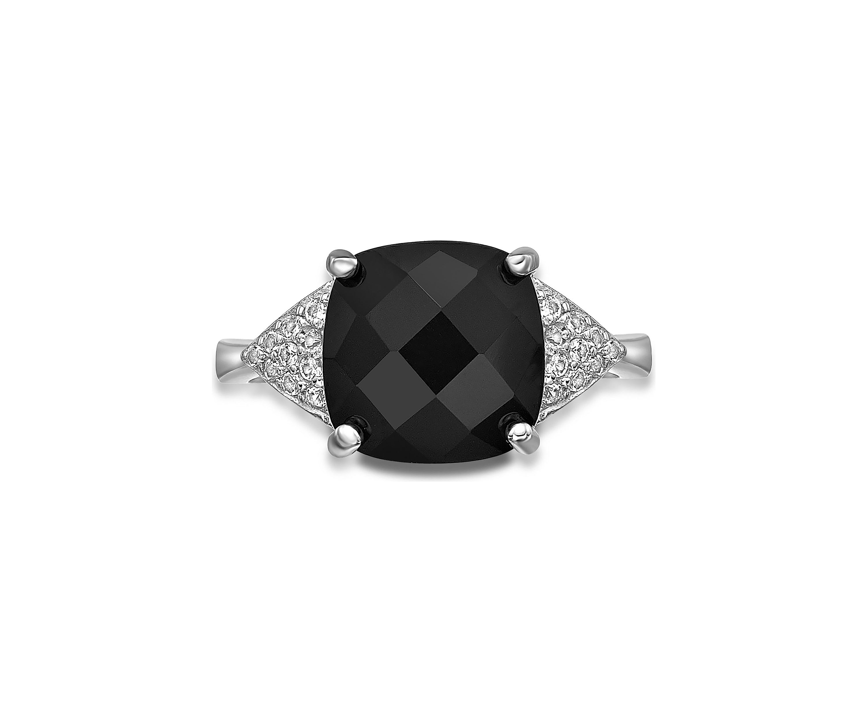 3 ct. t.w. Black Onyx and 1/5 ct. t.w. White Topaz Ring in Sterling Silver