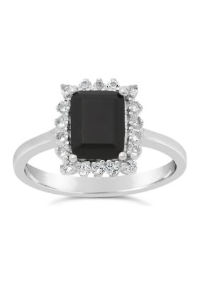 Belk & Co 1.4 Ct. T.w. Black Onyx And 3/8 Ct. T.w. White Topaz Ring In Sterling Silver