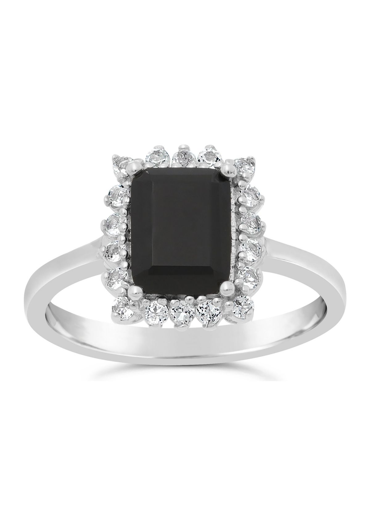 1.4 ct. t.w. Black Onyx and 3/8 ct. t.w. White Topaz Ring in Sterling Silver