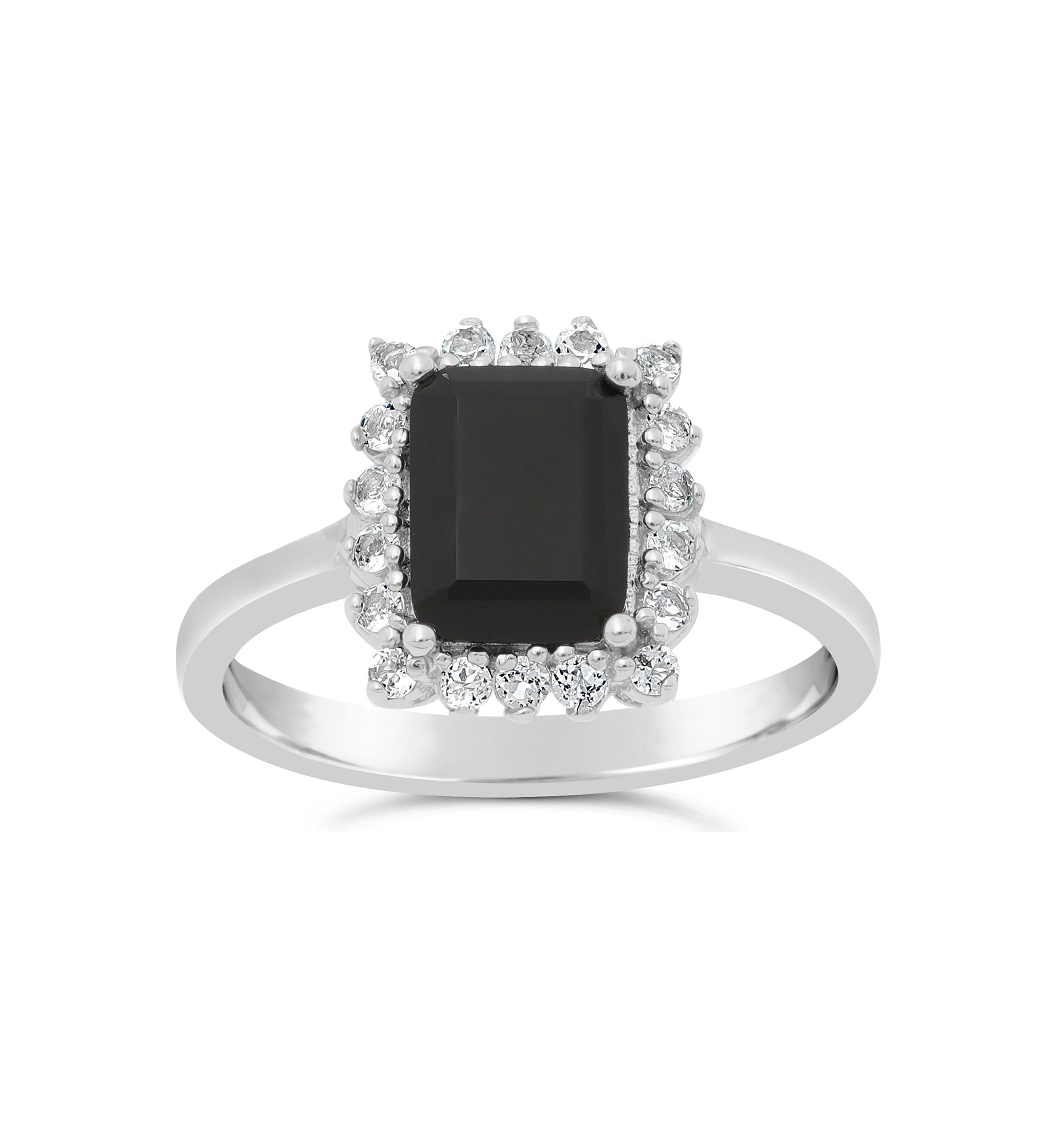 1.4 ct. t.w. Black Onyx and 3/8 ct. t.w. White Topaz Ring in Sterling Silver