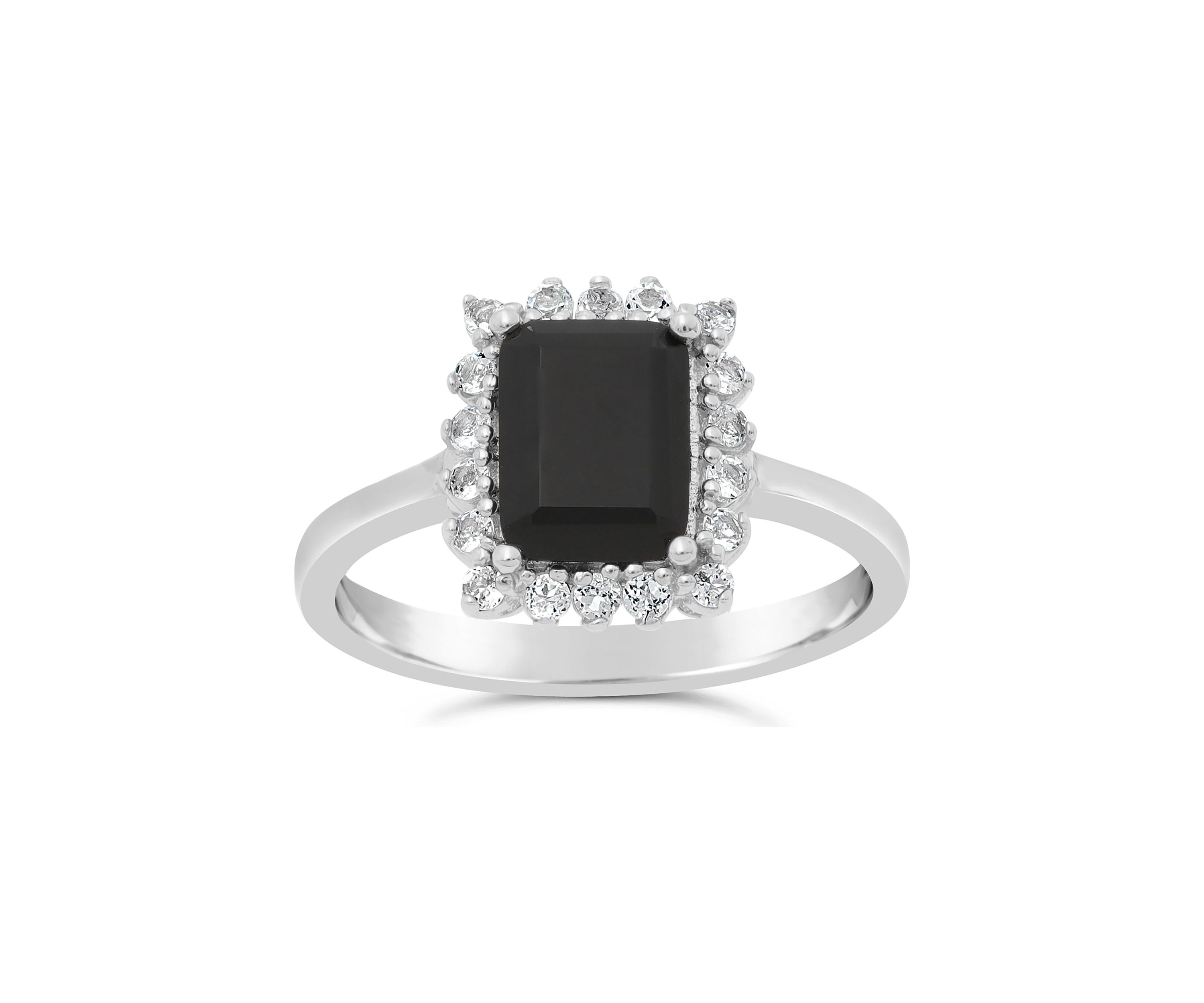 1.4 ct. t.w. Black Onyx and 3/8 ct. t.w. White Topaz Ring in Sterling Silver