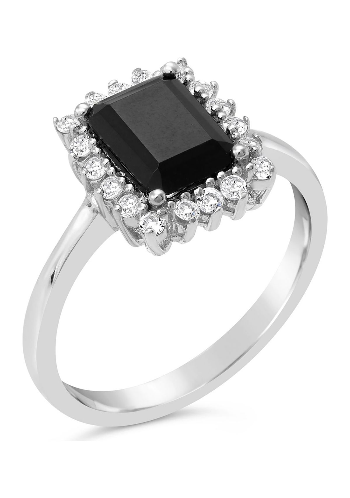 1.4 ct. t.w. Black Onyx and 3/8 ct. t.w. White Topaz Ring in Sterling Silver