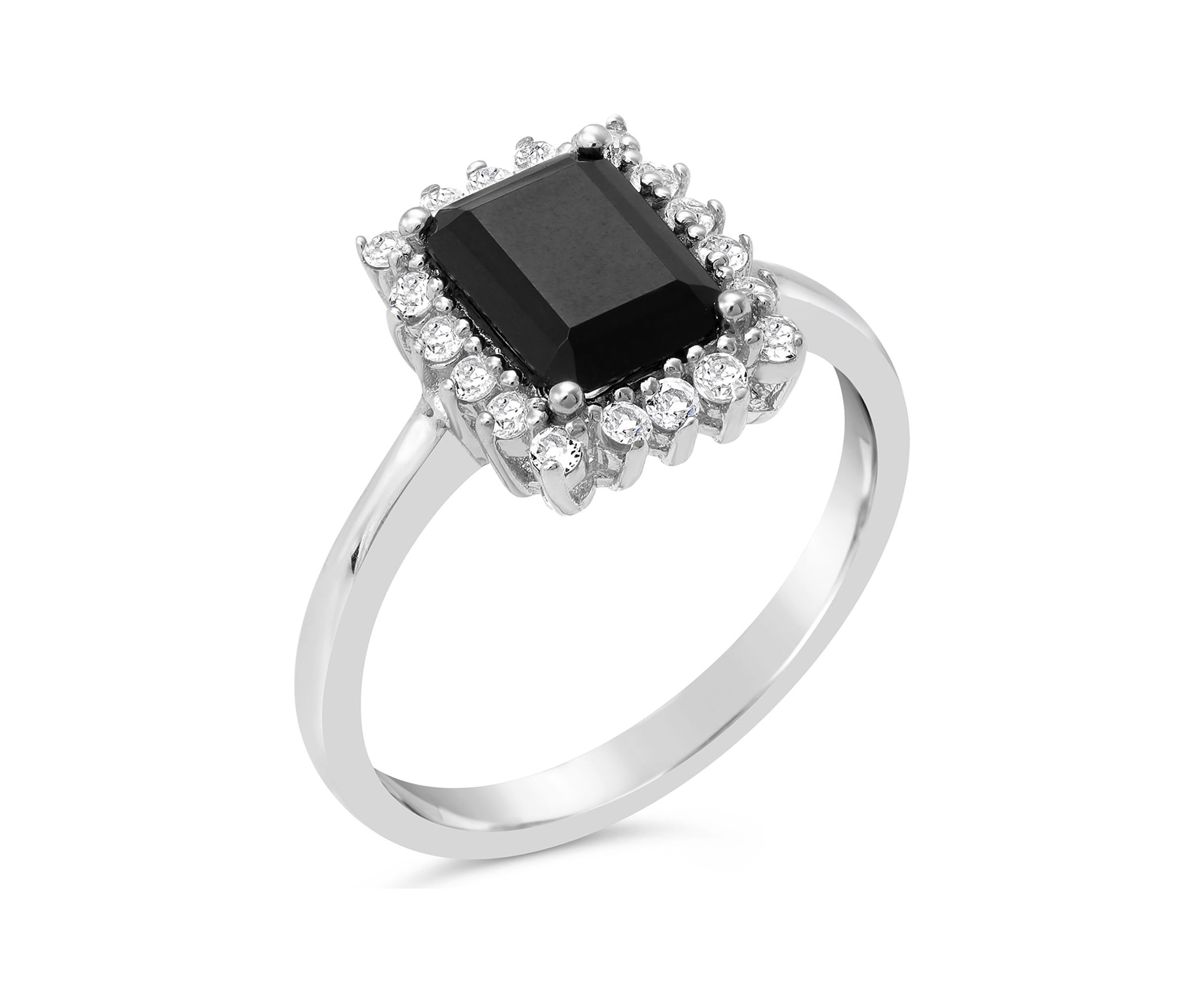 1.4 ct. t.w. Black Onyx and 3/8 ct. t.w. White Topaz Ring in Sterling Silver