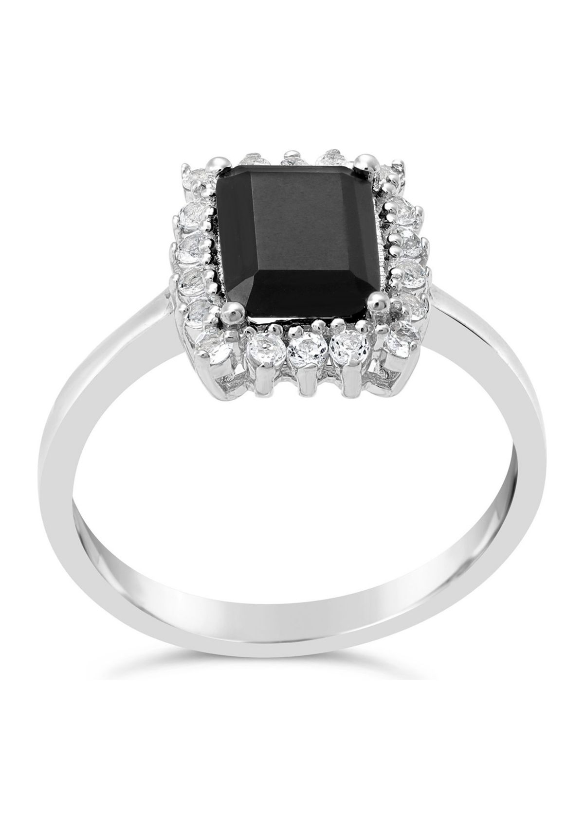 1.4 ct. t.w. Black Onyx and 3/8 ct. t.w. White Topaz Ring in Sterling Silver