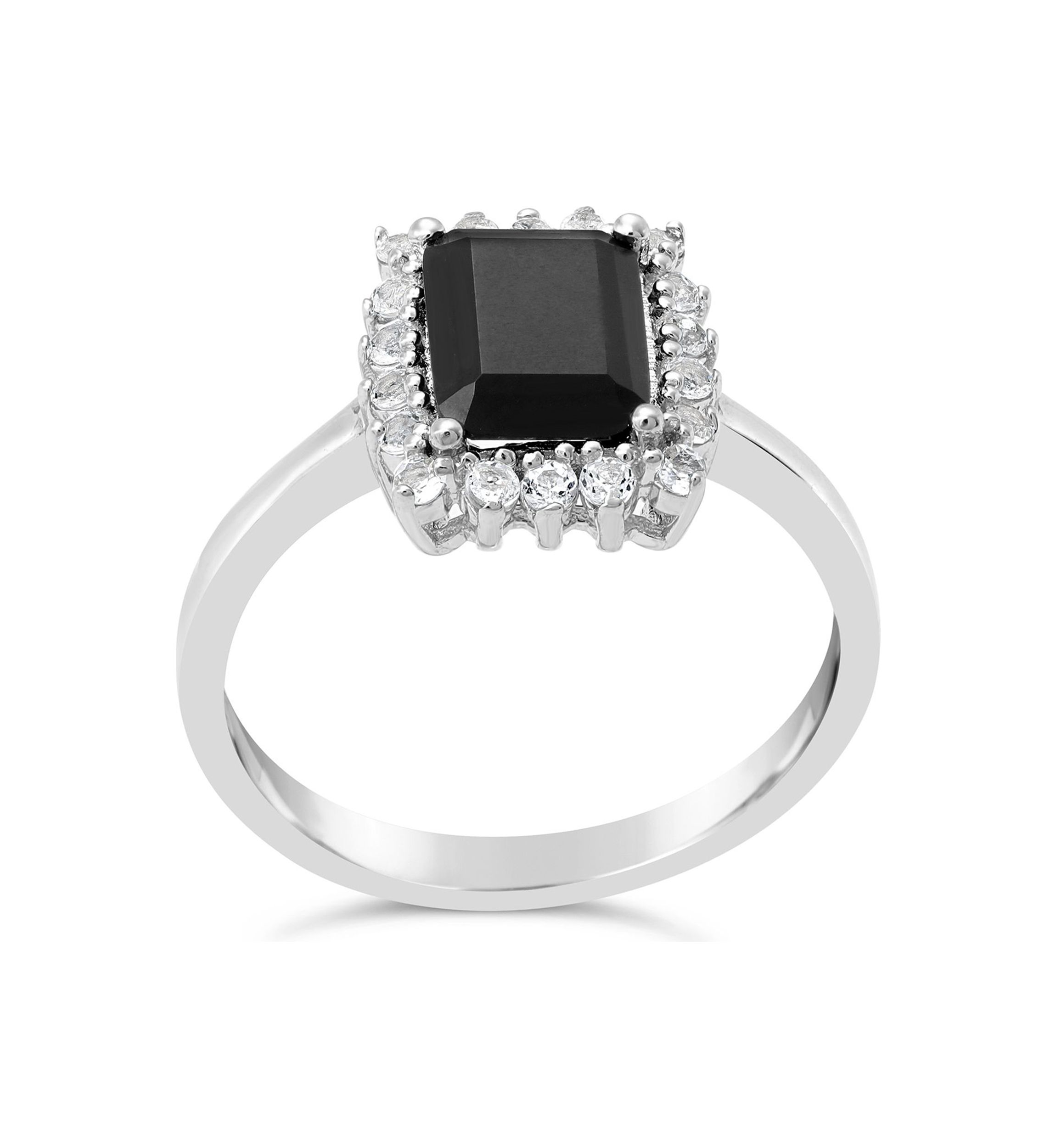 1.4 ct. t.w. Black Onyx and 3/8 ct. t.w. White Topaz Ring in Sterling Silver