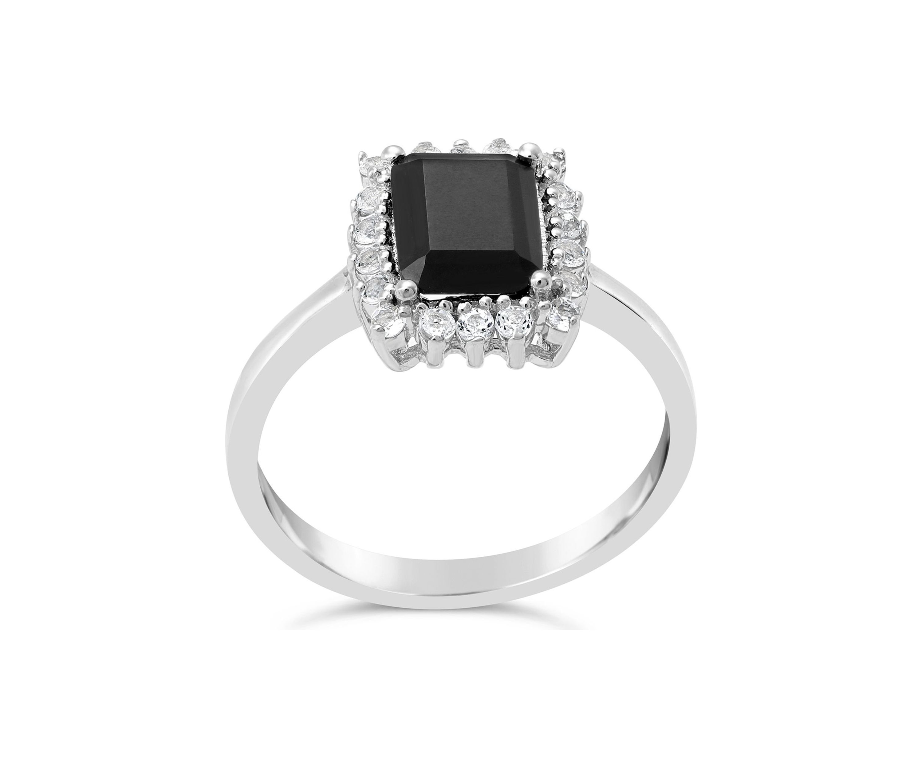 1.4 ct. t.w. Black Onyx and 3/8 ct. t.w. White Topaz Ring in Sterling Silver