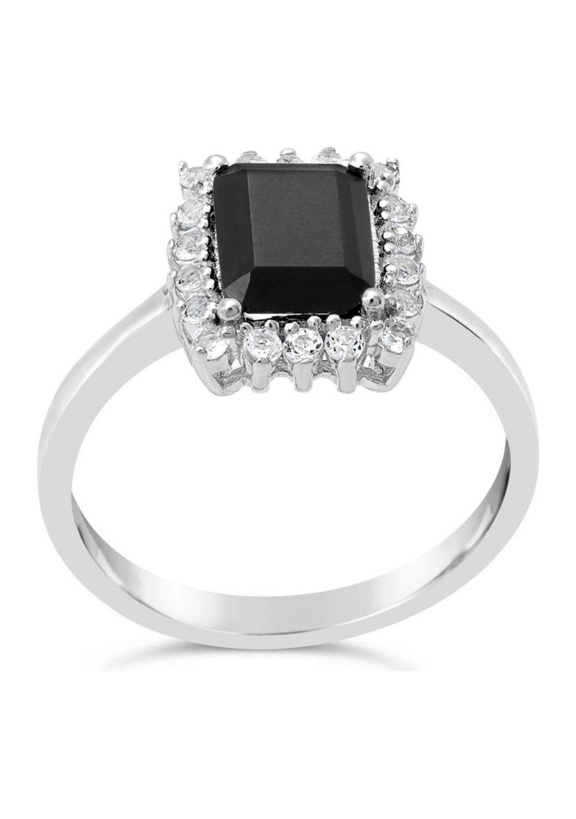 1.4 ct. t.w. Black Onyx and 3/8 ct. t.w. White Topaz Ring in Sterling Silver
