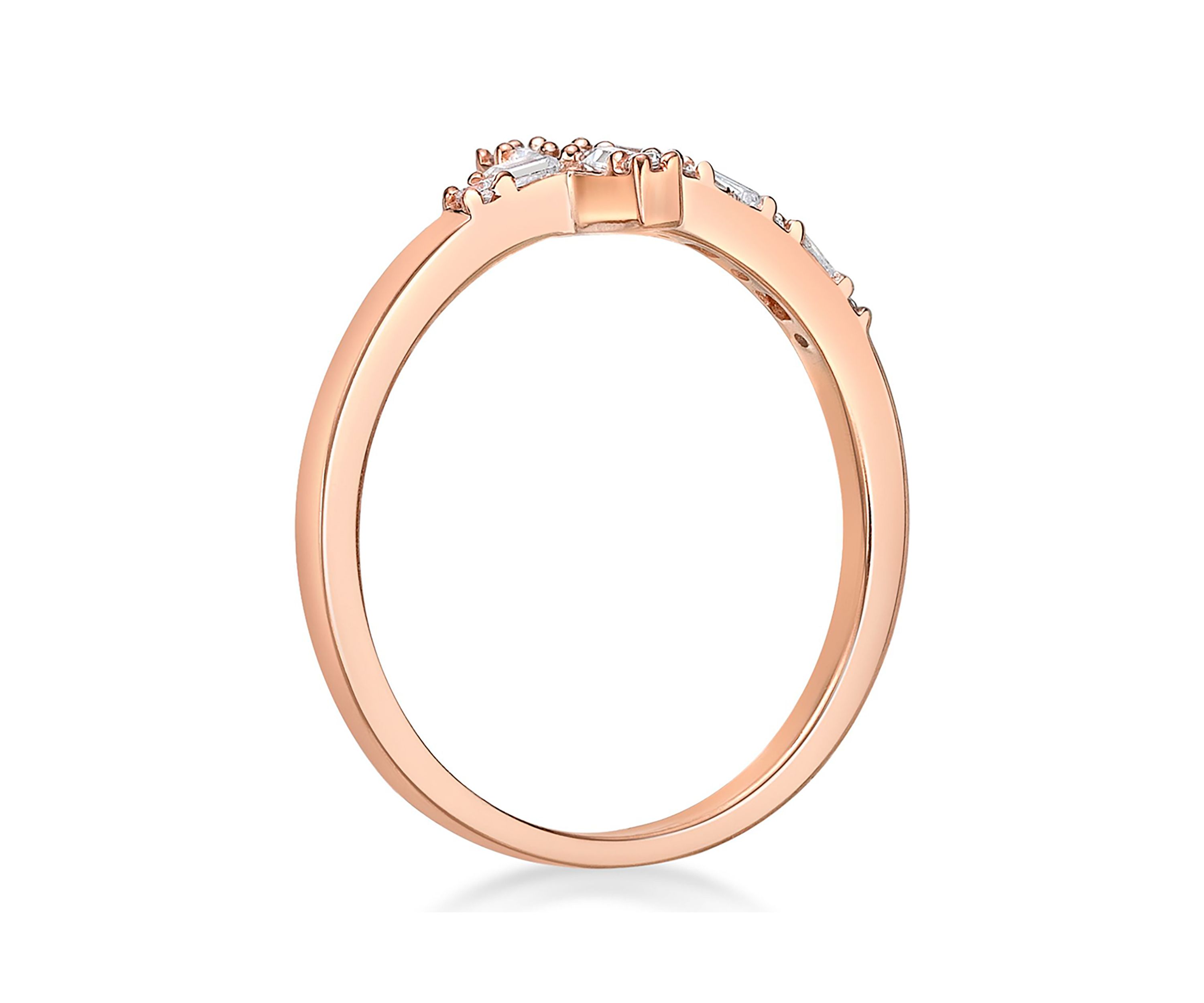 1/8 ct. t.w. Diamond Sideways Cros Ring in Sterling Silver with 14K Rose Gold Plate