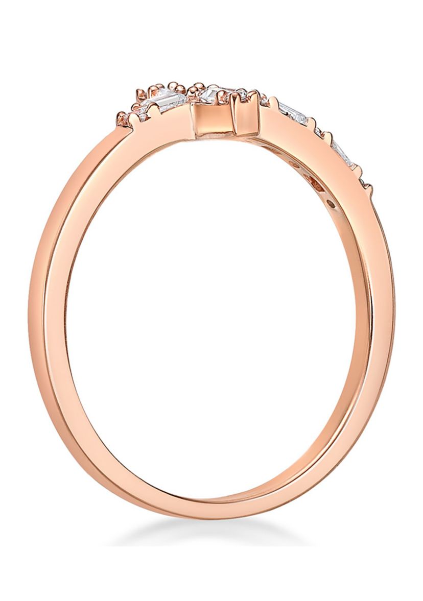 1/8 ct. t.w. Diamond Sideways Cros Ring in Sterling Silver with 14K Rose Gold Plate
