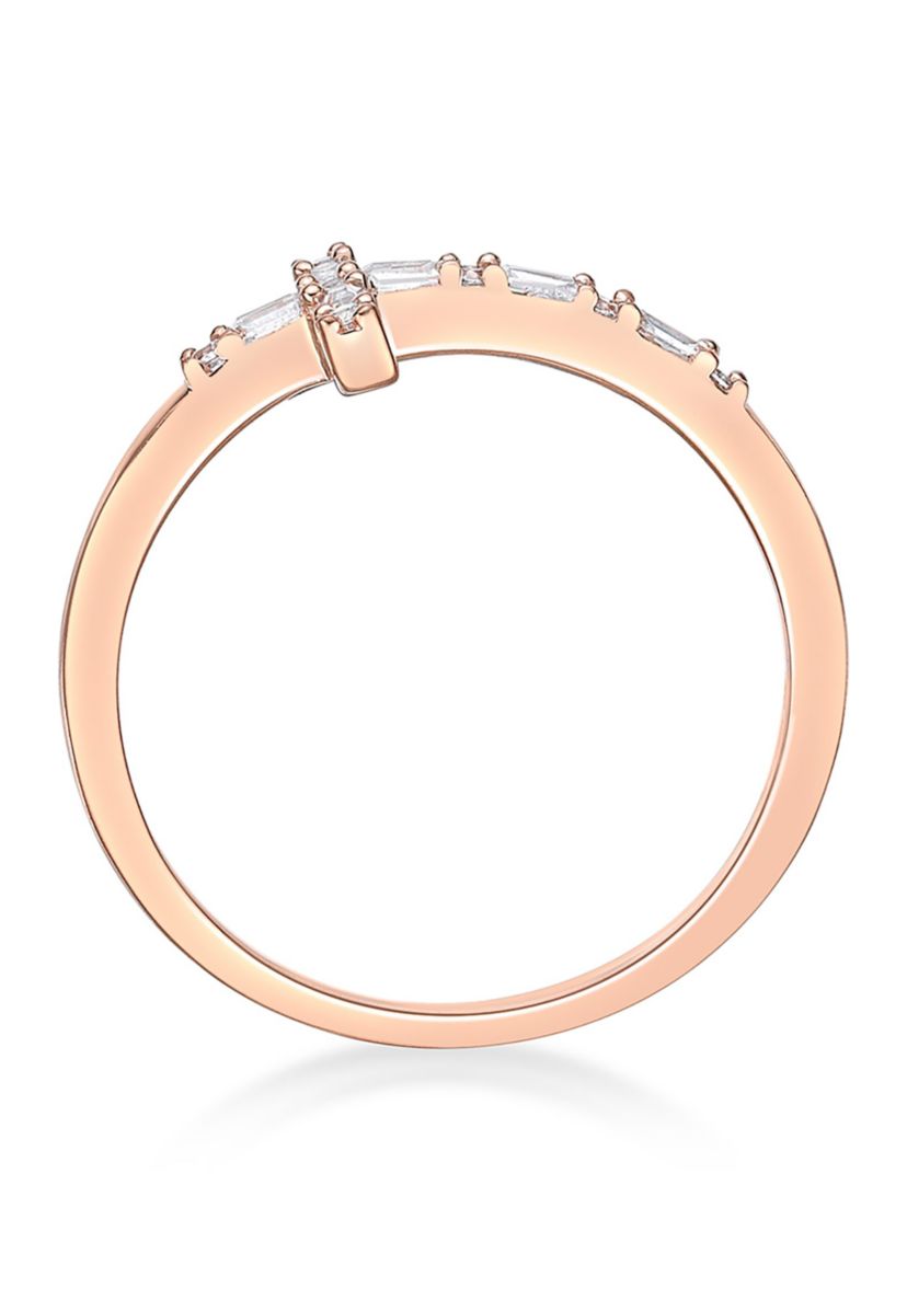 1/8 ct. t.w. Diamond Sideways Cros Ring in Sterling Silver with 14K Rose Gold Plate