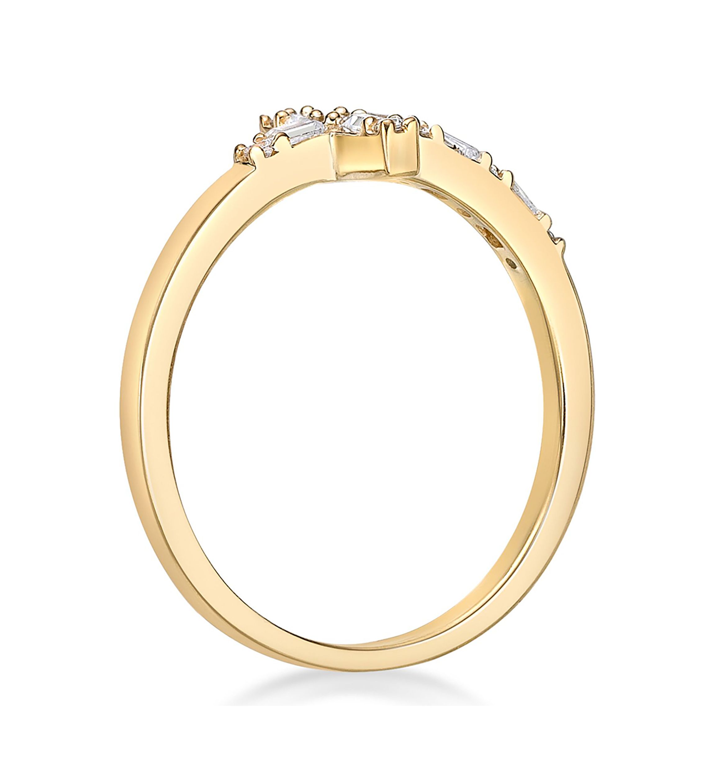 1/8 ct. t.w. Diamond Sideways Cros Ring in Sterling Silver with 14K Yellow Gold Plate