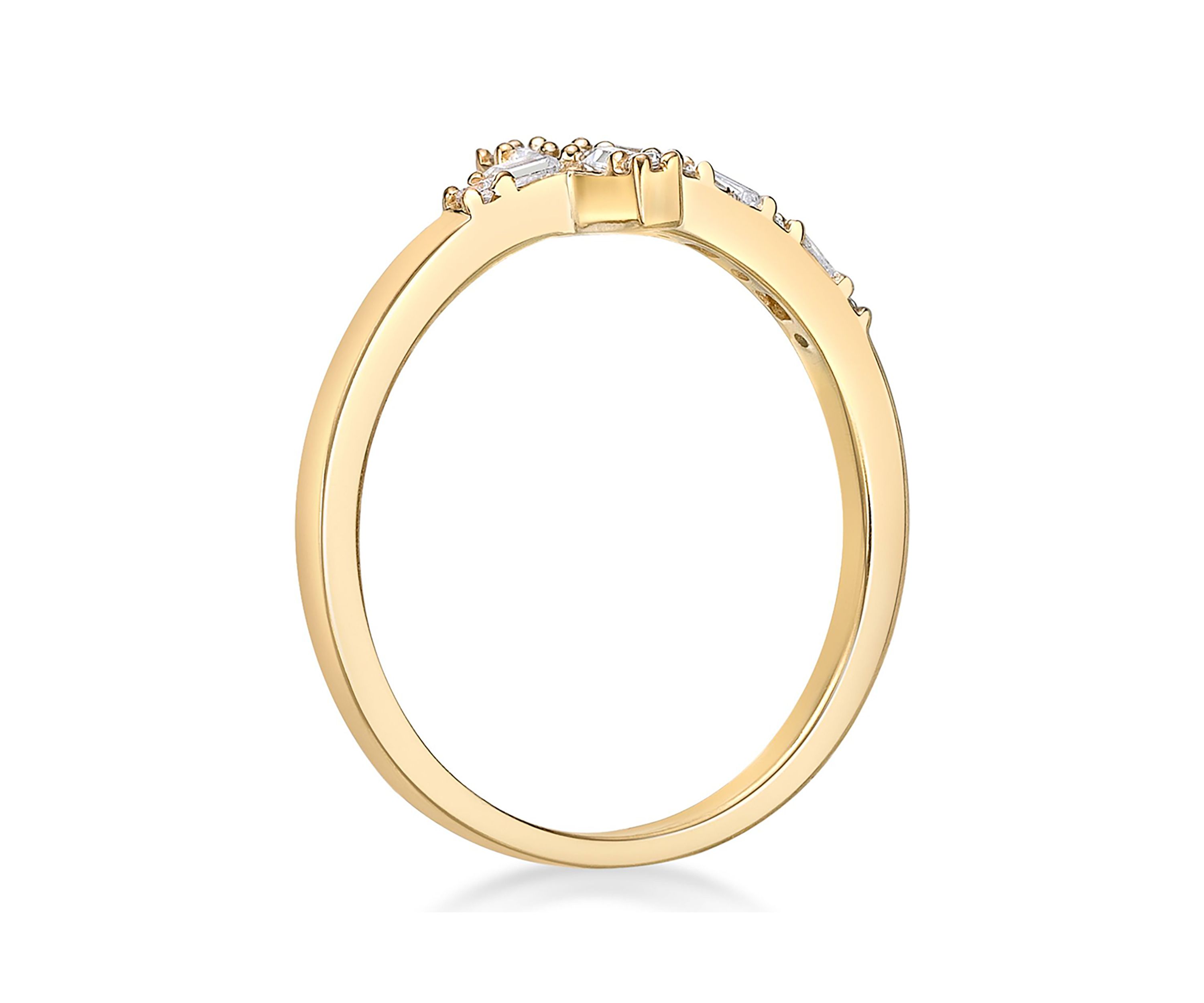 1/8 ct. t.w. Diamond Sideways Cros Ring in Sterling Silver with 14K Yellow Gold Plate