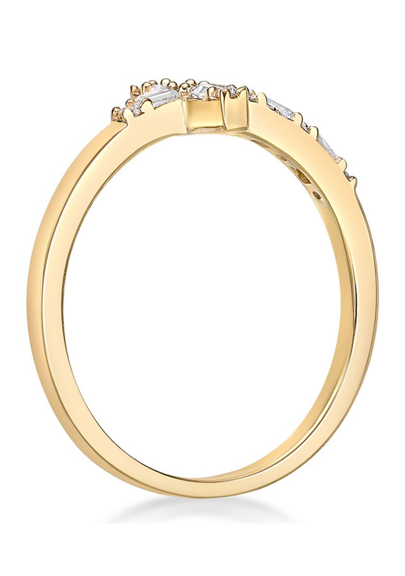 1/8 ct. t.w. Diamond Sideways Cros Ring in Sterling Silver with 14K Yellow Gold Plate