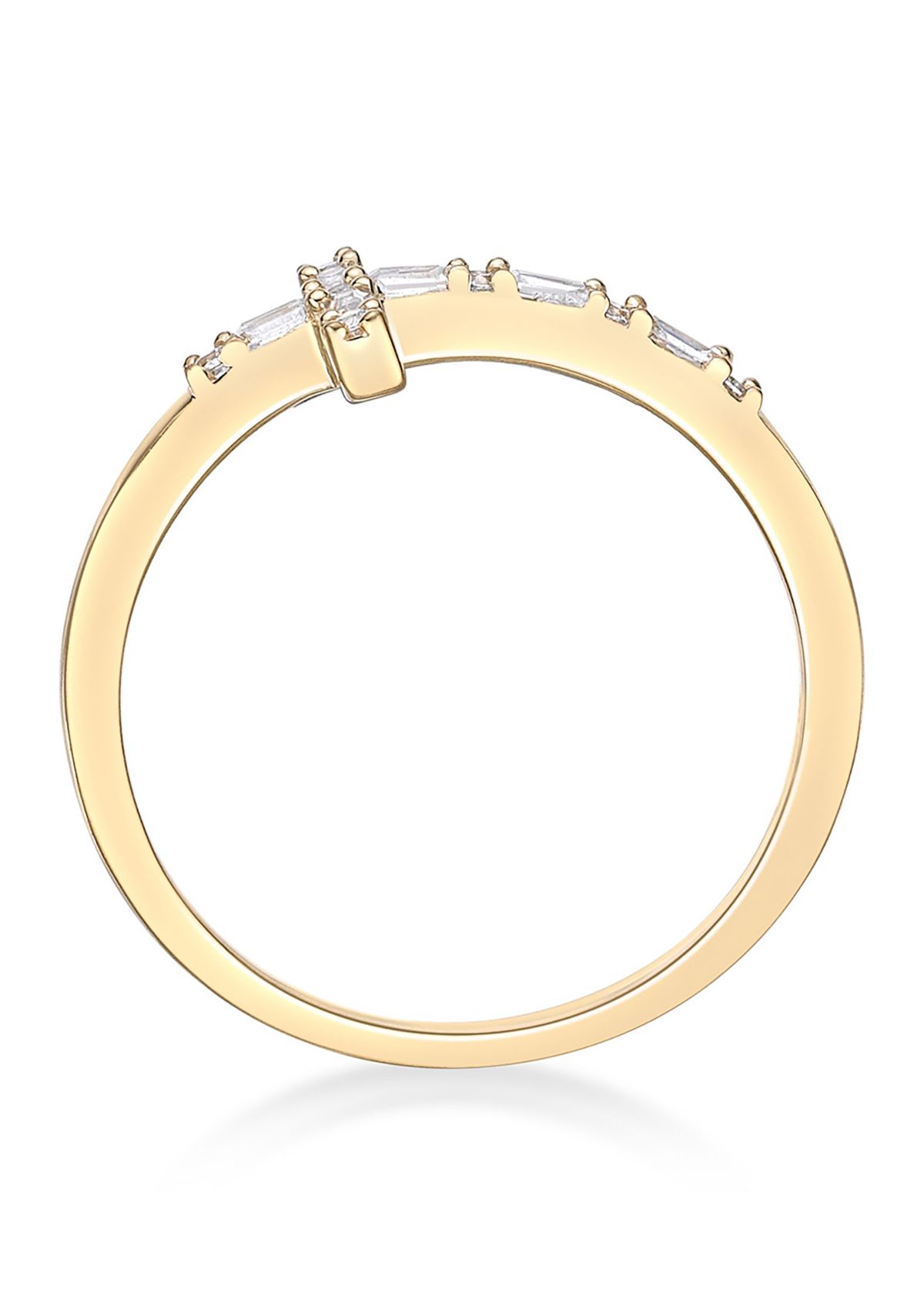 1/8 ct. t.w. Diamond Sideways Cros Ring in Sterling Silver with 14K Yellow Gold Plate