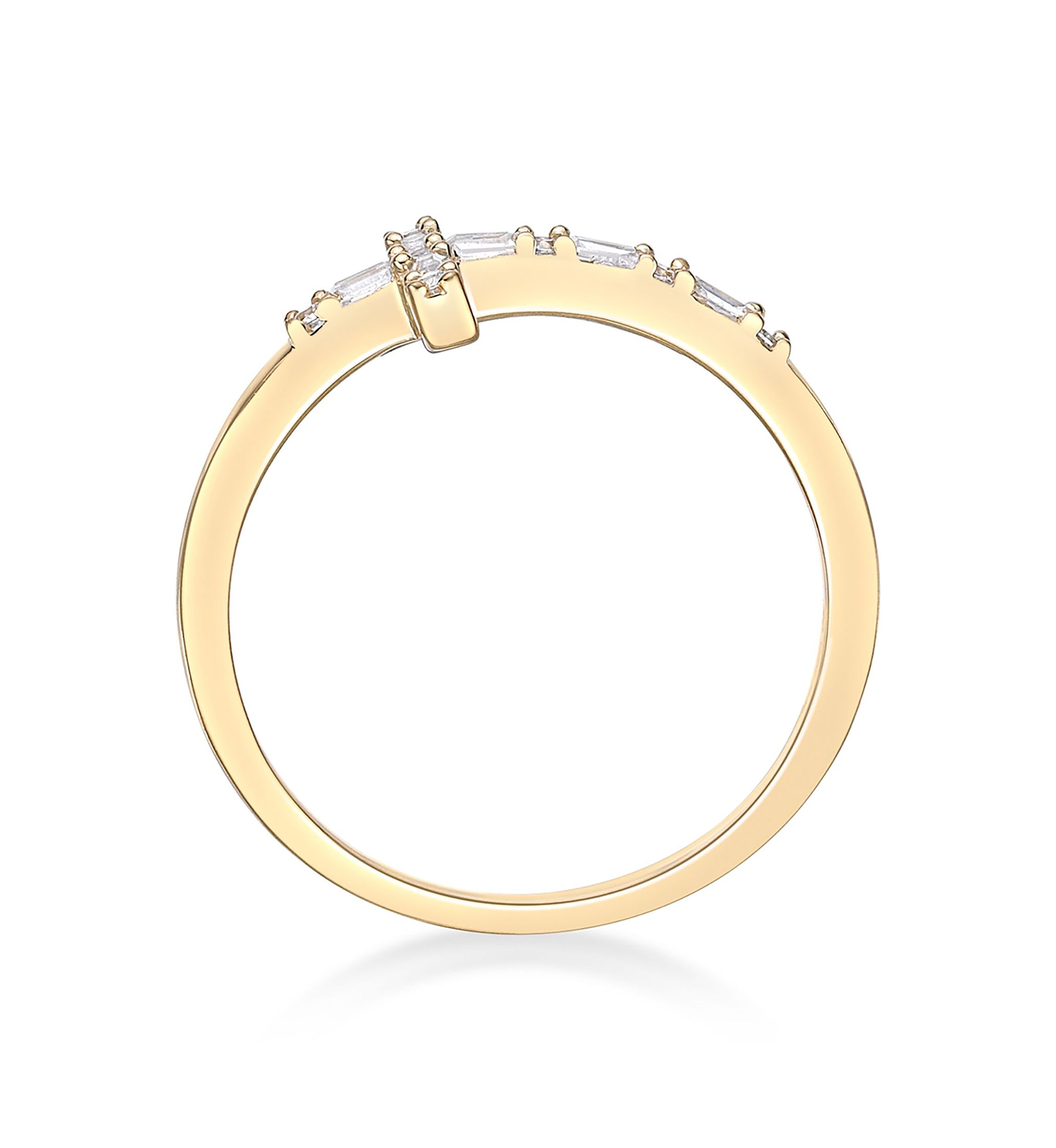 1/8 ct. t.w. Diamond Sideways Cros Ring in Sterling Silver with 14K Yellow Gold Plate