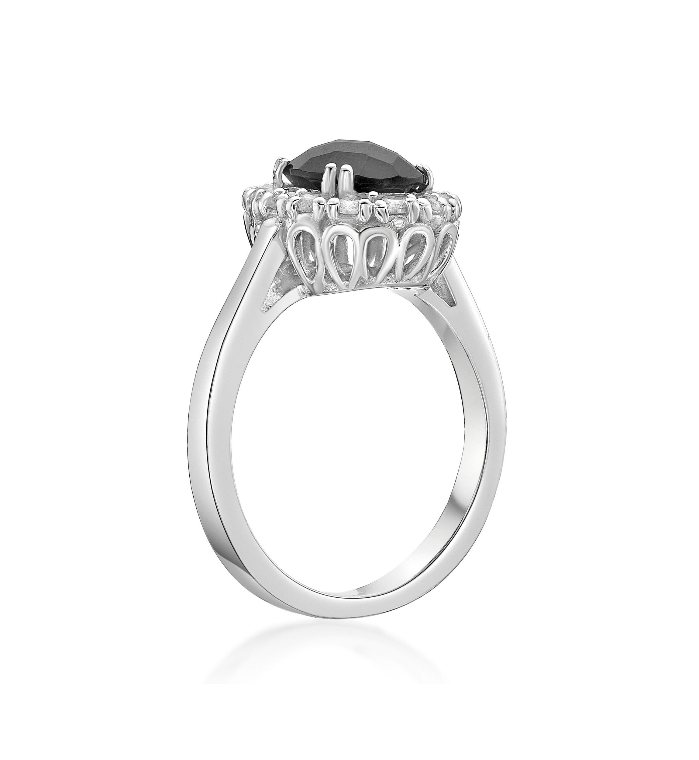 1.3 ct. t.w. Black Onyx and 3/4 ct. t.w. Lab-Created White Sapphire Ring in Sterling Silver