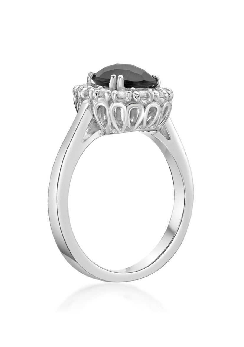 1.3 ct. t.w. Black Onyx and 3/4 ct. t.w. Lab-Created White Sapphire Ring in Sterling Silver