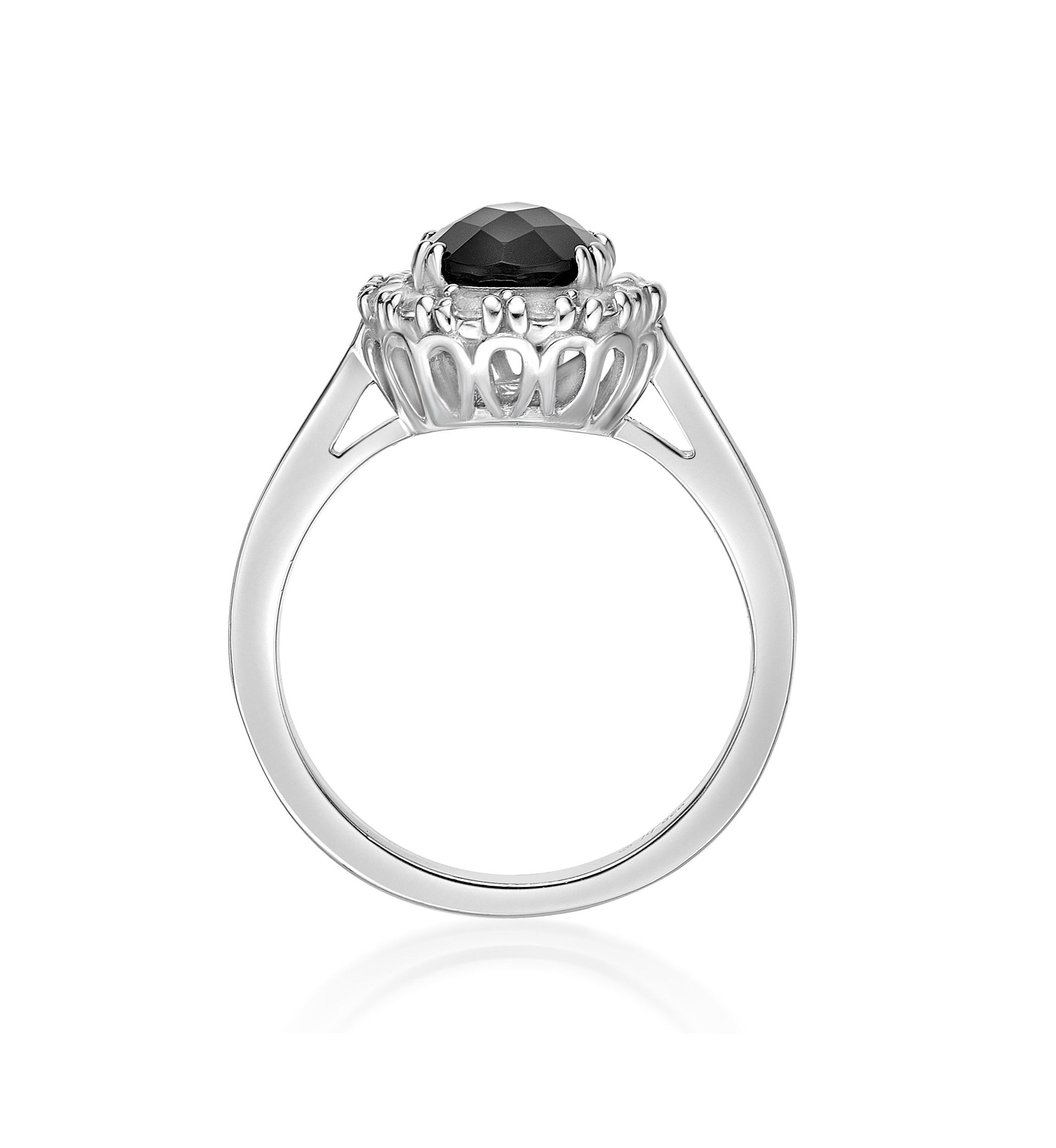 1.3 ct. t.w. Black Onyx and 3/4 ct. t.w. Lab-Created White Sapphire Ring in Sterling Silver