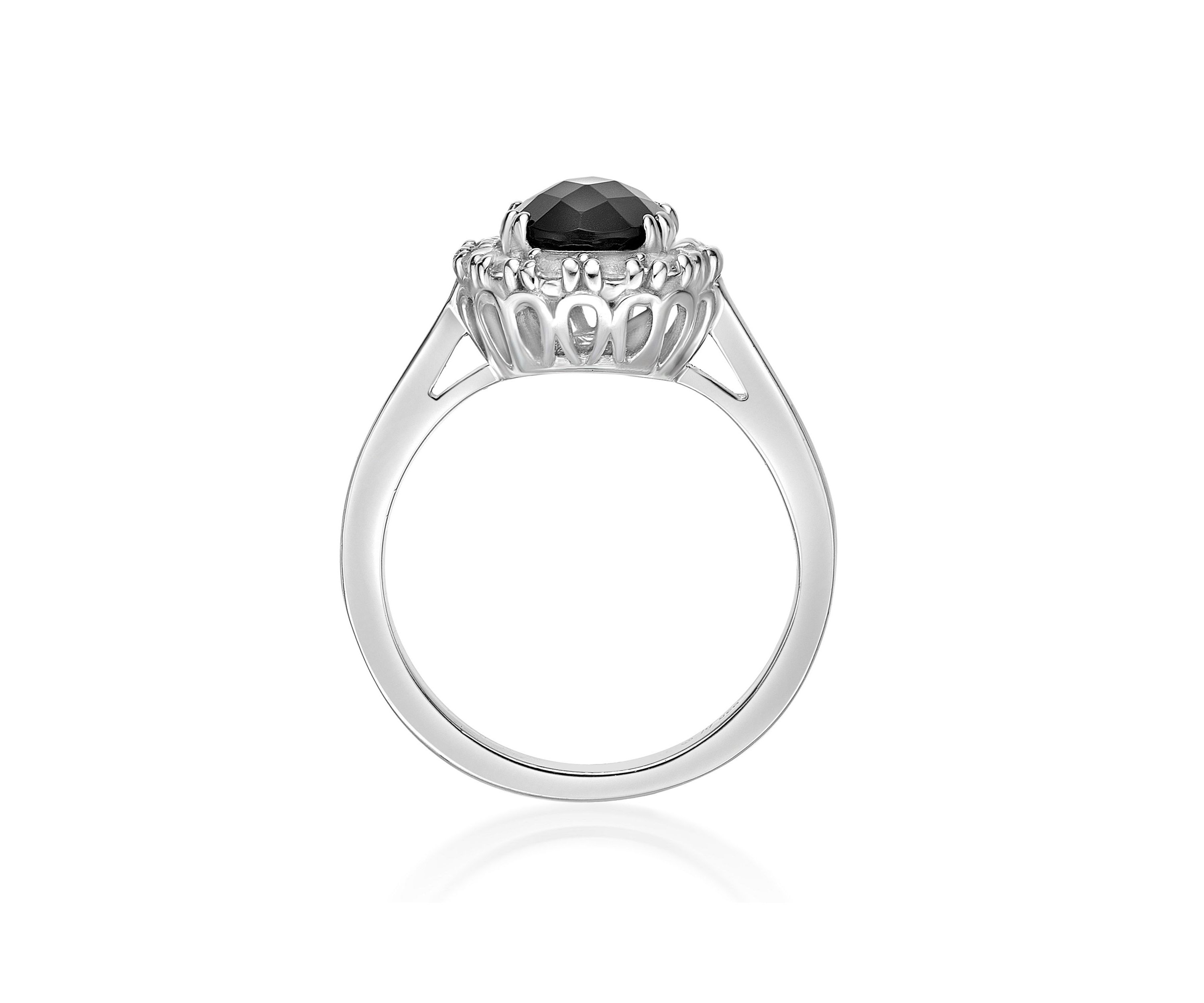 1.3 ct. t.w. Black Onyx and 3/4 ct. t.w. Lab-Created White Sapphire Ring in Sterling Silver