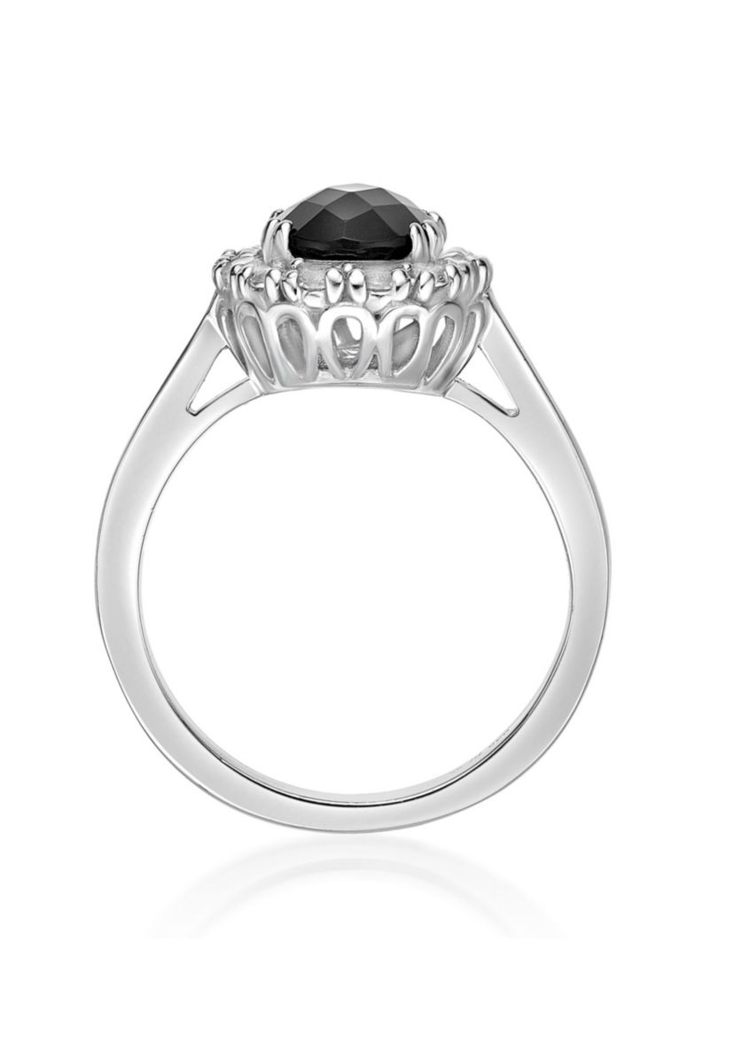 1.3 ct. t.w. Black Onyx and 3/4 ct. t.w. Lab-Created White Sapphire Ring in Sterling Silver