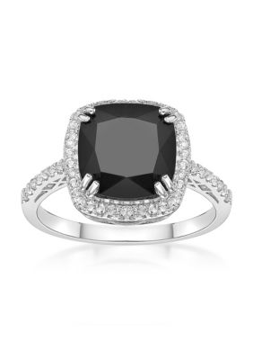 Gemminded 3.15 ct. t.w. Black Onyx and 1/2 ct. t.w. Lab-Created White Sapphire Ring in Sterling Silver