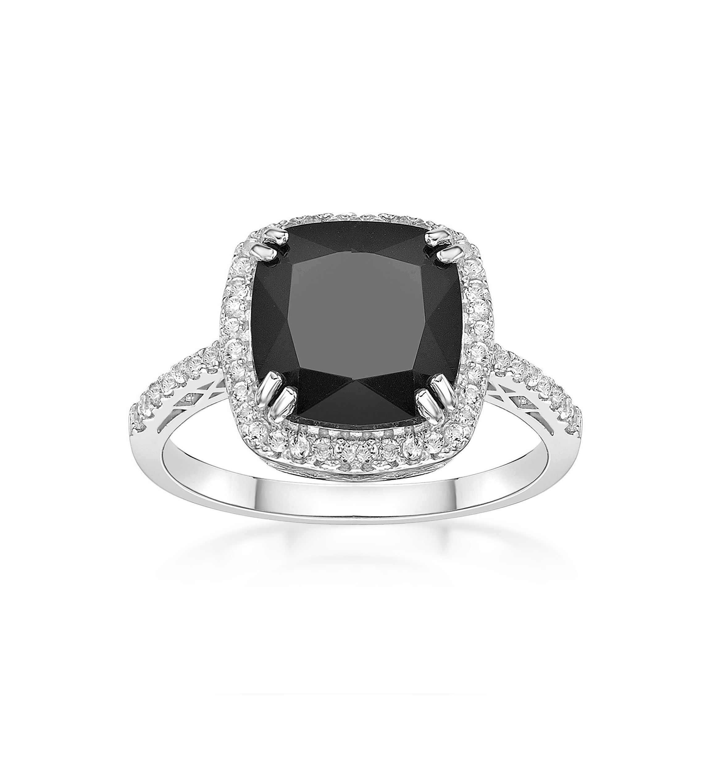 3.15 ct. t.w. Black Onyx and 1/2 ct. t.w. Lab-Created White Sapphire Ring in Sterling Silver