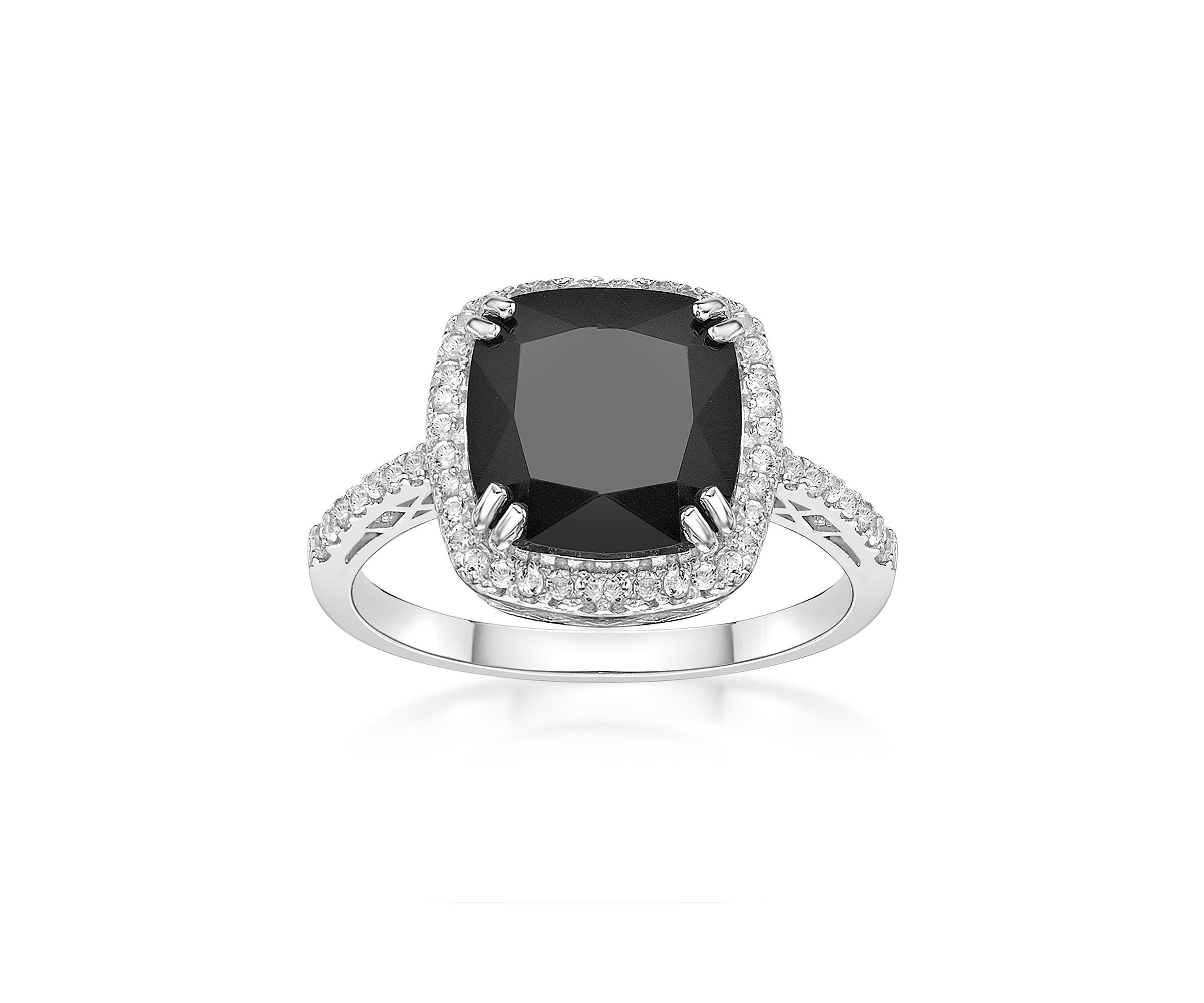 3.15 ct. t.w. Black Onyx and 1/2 ct. t.w. Lab-Created White Sapphire Ring in Sterling Silver