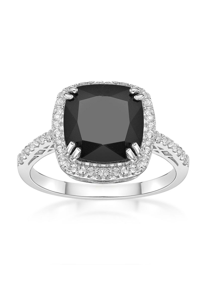 3.15 ct. t.w. Black Onyx and 1/2 ct. t.w. Lab-Created White Sapphire Ring in Sterling Silver