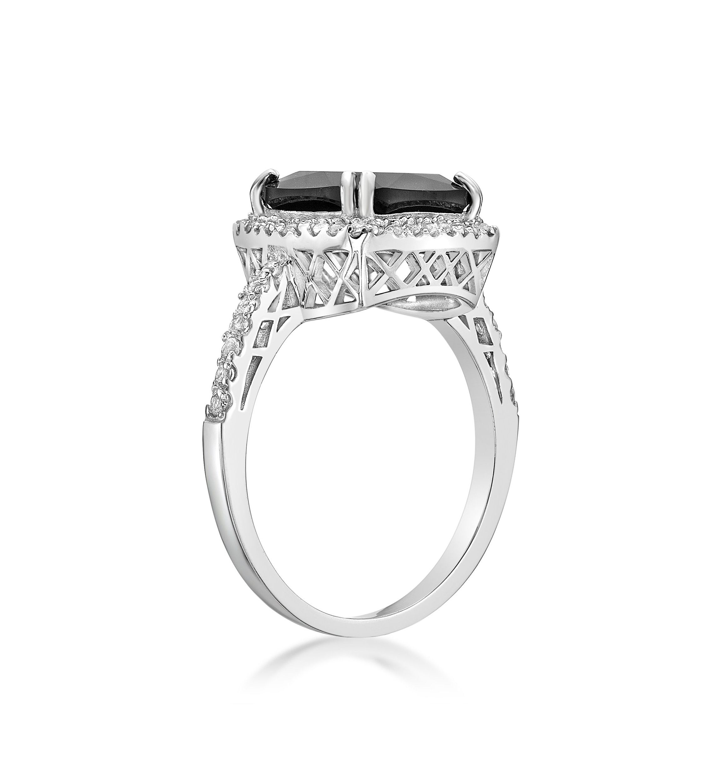 3.15 ct. t.w. Black Onyx and 1/2 ct. t.w. Lab-Created White Sapphire Ring in Sterling Silver
