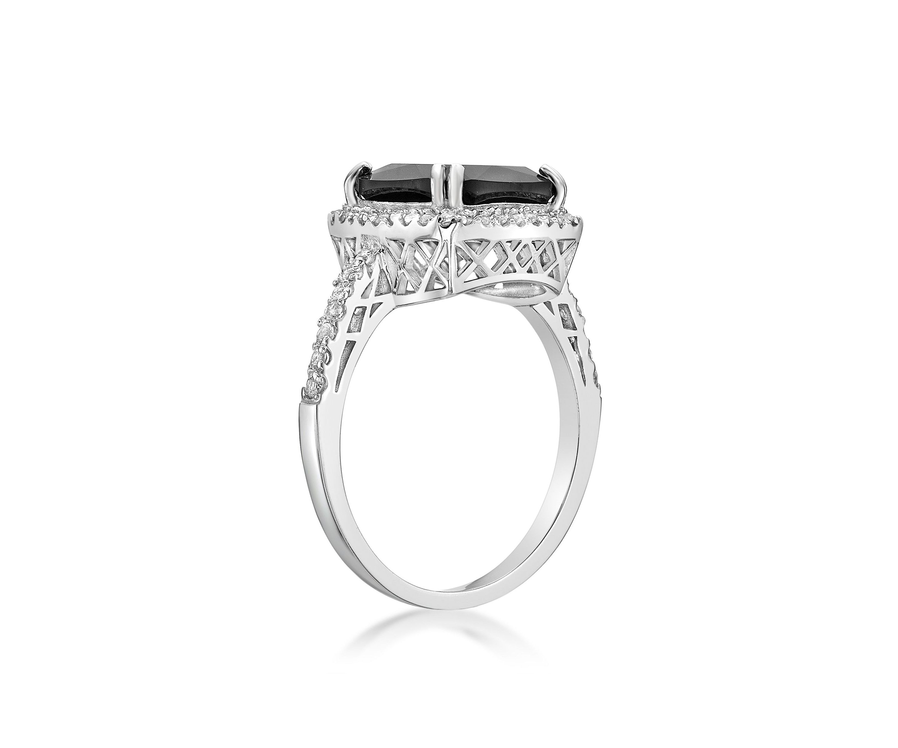 3.15 ct. t.w. Black Onyx and 1/2 ct. t.w. Lab-Created White Sapphire Ring in Sterling Silver