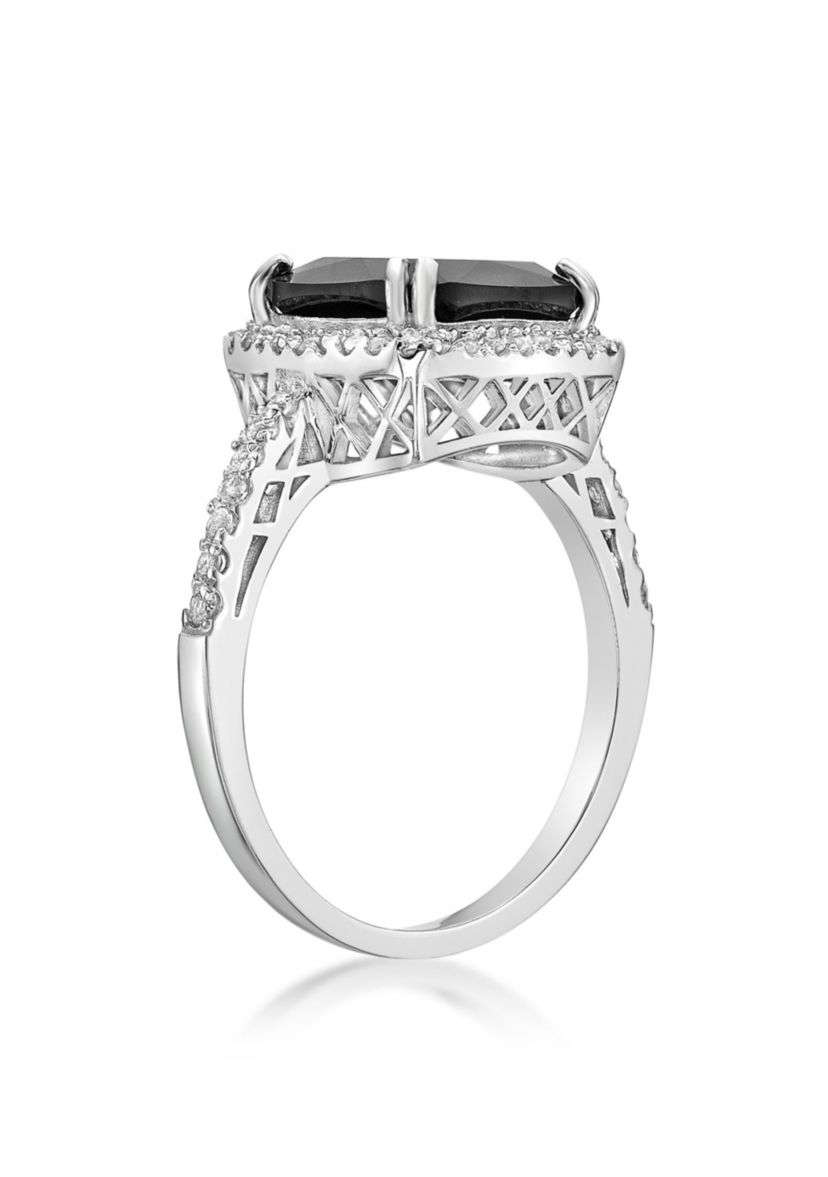 3.15 ct. t.w. Black Onyx and 1/2 ct. t.w. Lab-Created White Sapphire Ring in Sterling Silver