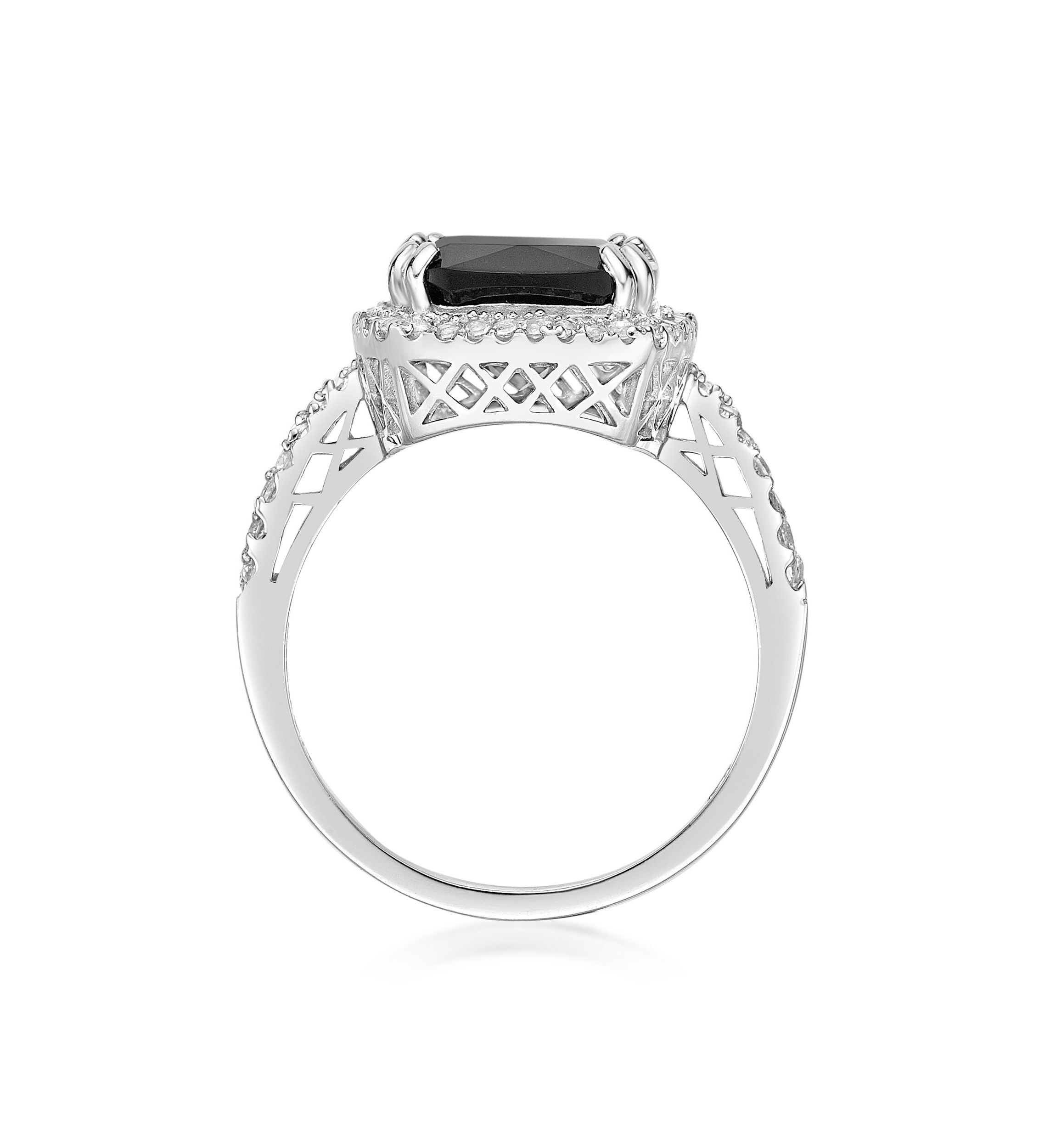 3.15 ct. t.w. Black Onyx and 1/2 ct. t.w. Lab-Created White Sapphire Ring in Sterling Silver