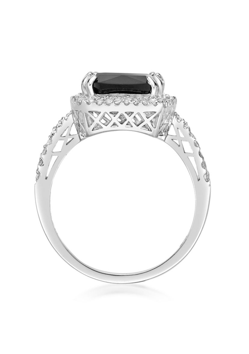 3.15 ct. t.w. Black Onyx and 1/2 ct. t.w. Lab-Created White Sapphire Ring in Sterling Silver