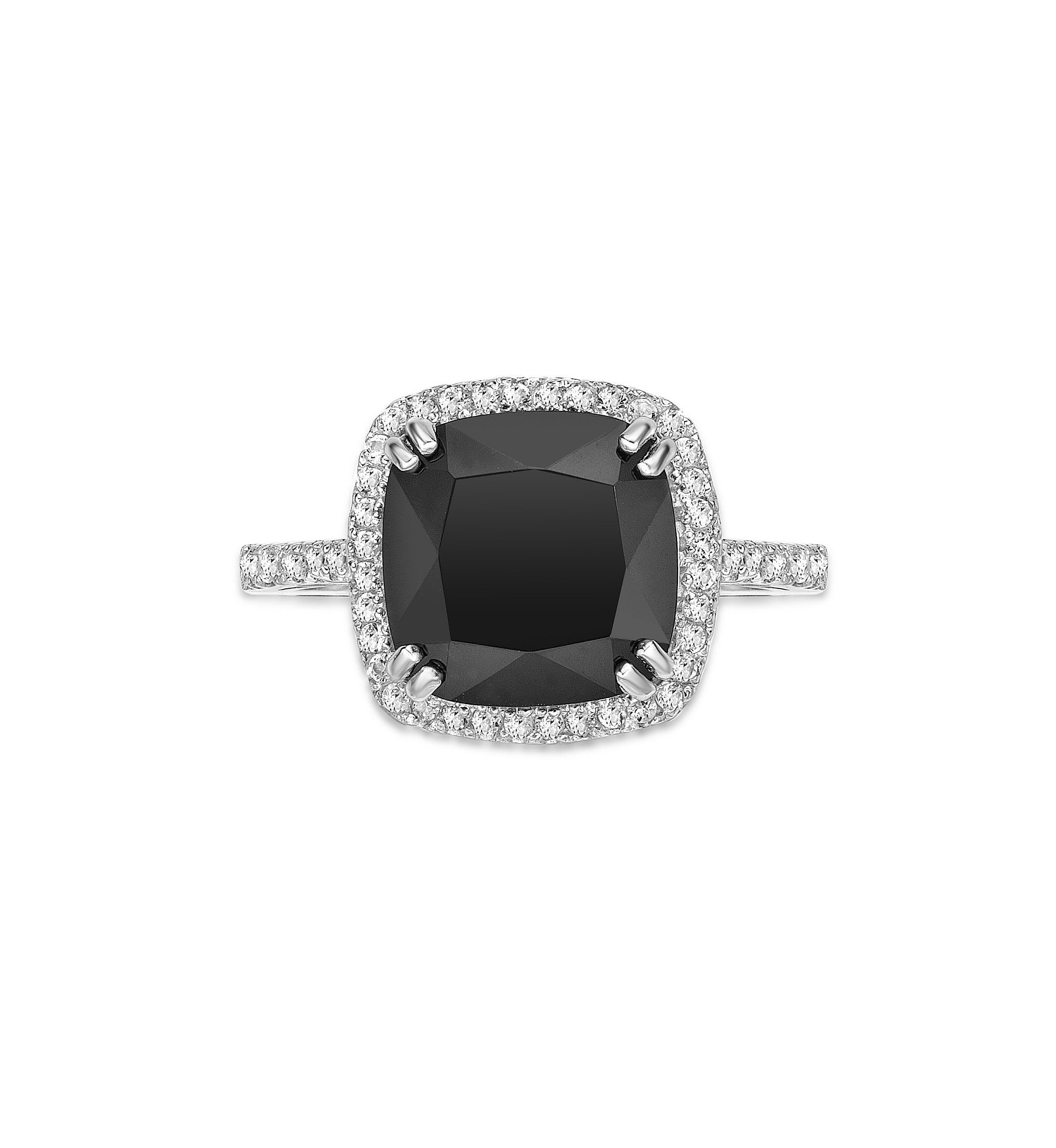 3.15 ct. t.w. Black Onyx and 1/2 ct. t.w. Lab-Created White Sapphire Ring in Sterling Silver