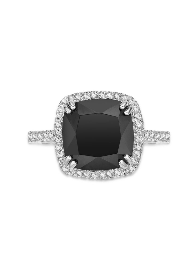 3.15 ct. t.w. Black Onyx and 1/2 ct. t.w. Lab-Created White Sapphire Ring in Sterling Silver
